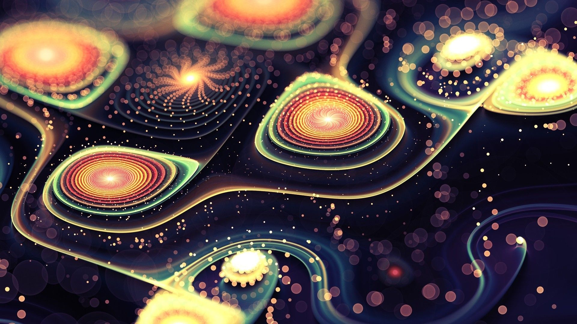 Download 1920x1080 Fractal Circles, Psychedelic Wallpaper for Widescreen