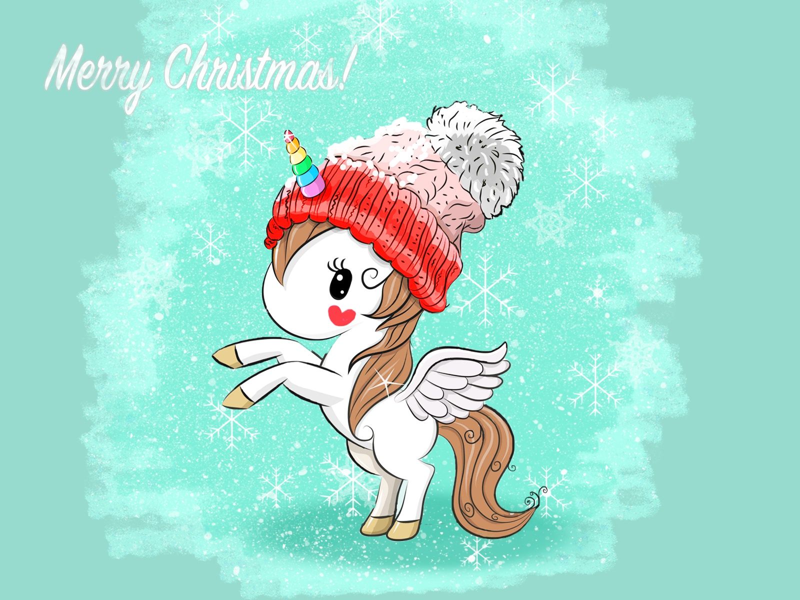 Cartoon Christmas Unicorn Wallpaper