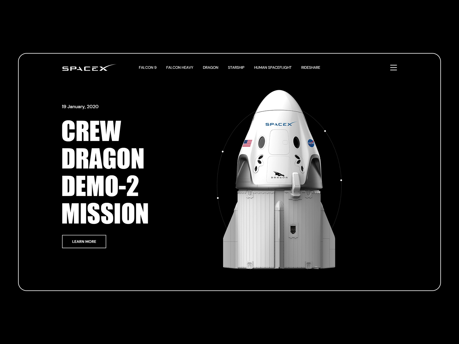 SpaceX Dragon Demo Mission. Mission, Spacex, Web design