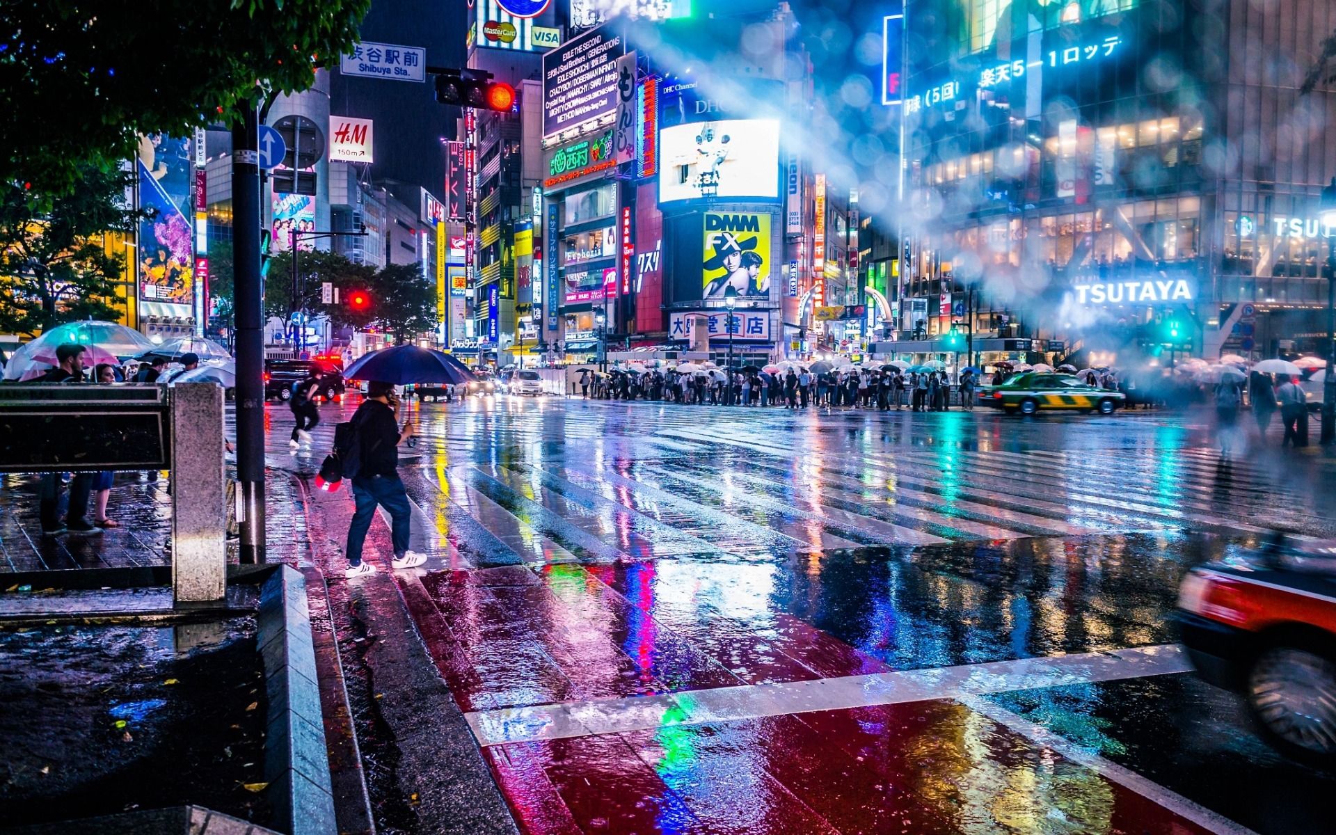 Download wallpaper Tokyo, night city, rain, skyscrapers, metropolis, people, Japan for desktop with resolution 1920x1200. High Quality HD picture wallpaper