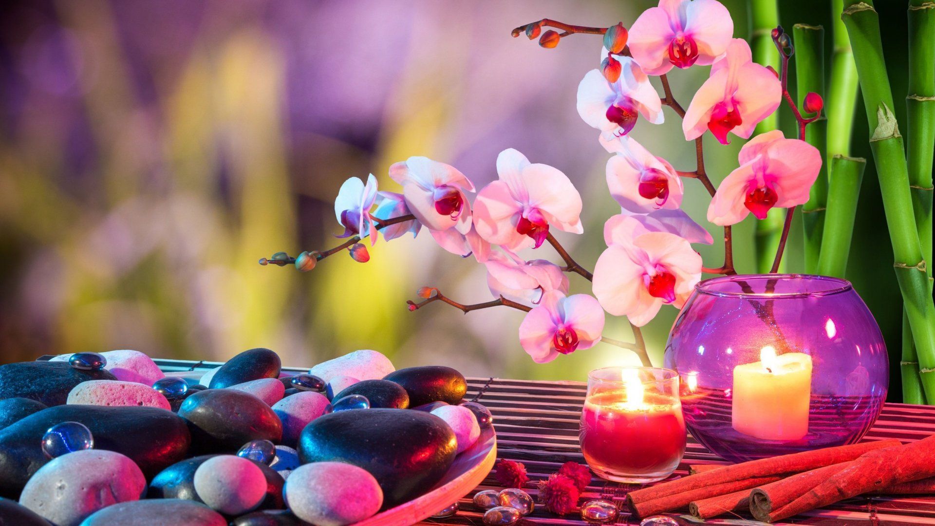 Orchids Candles Stones Wallpaper Live Wallpaper HD. Candles, Feng shui, Orchids