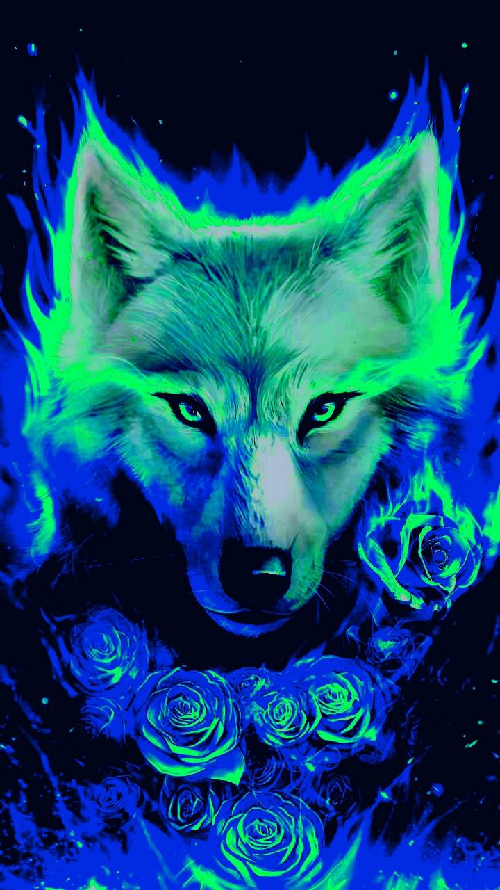 Glowing wolf wallpaper