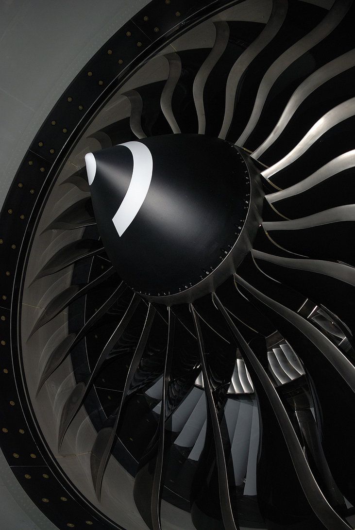 GE 90 Fan Blades. Aircraft Engine, Jet Engine, Engineering