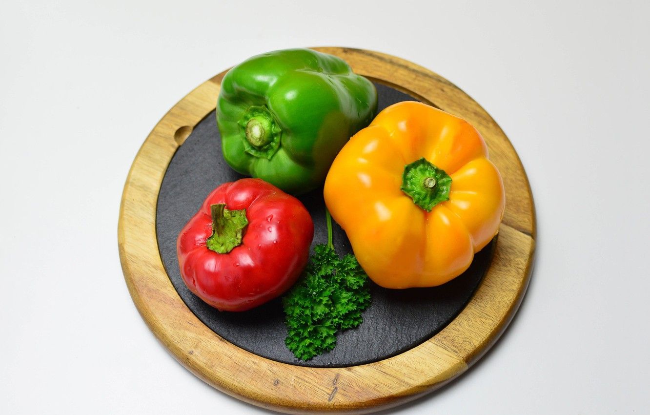 Wallpaper Board, trio, vegetables, parsley, bell pepper image for desktop, section еда