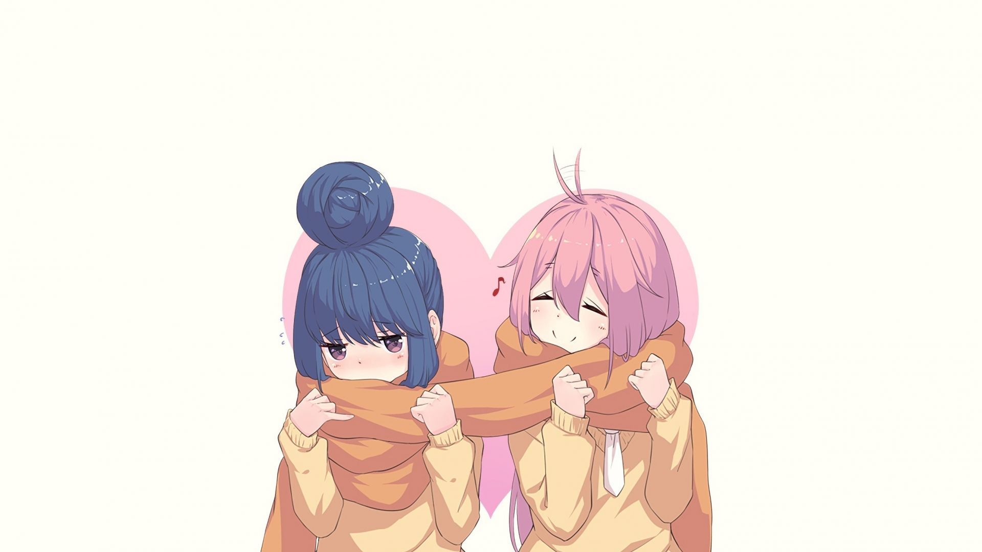 Desktop wallpaper anime girls, yuru camp, nadeshiko kagamihara, rin shima, scarf, HD image, picture, background, afc00e