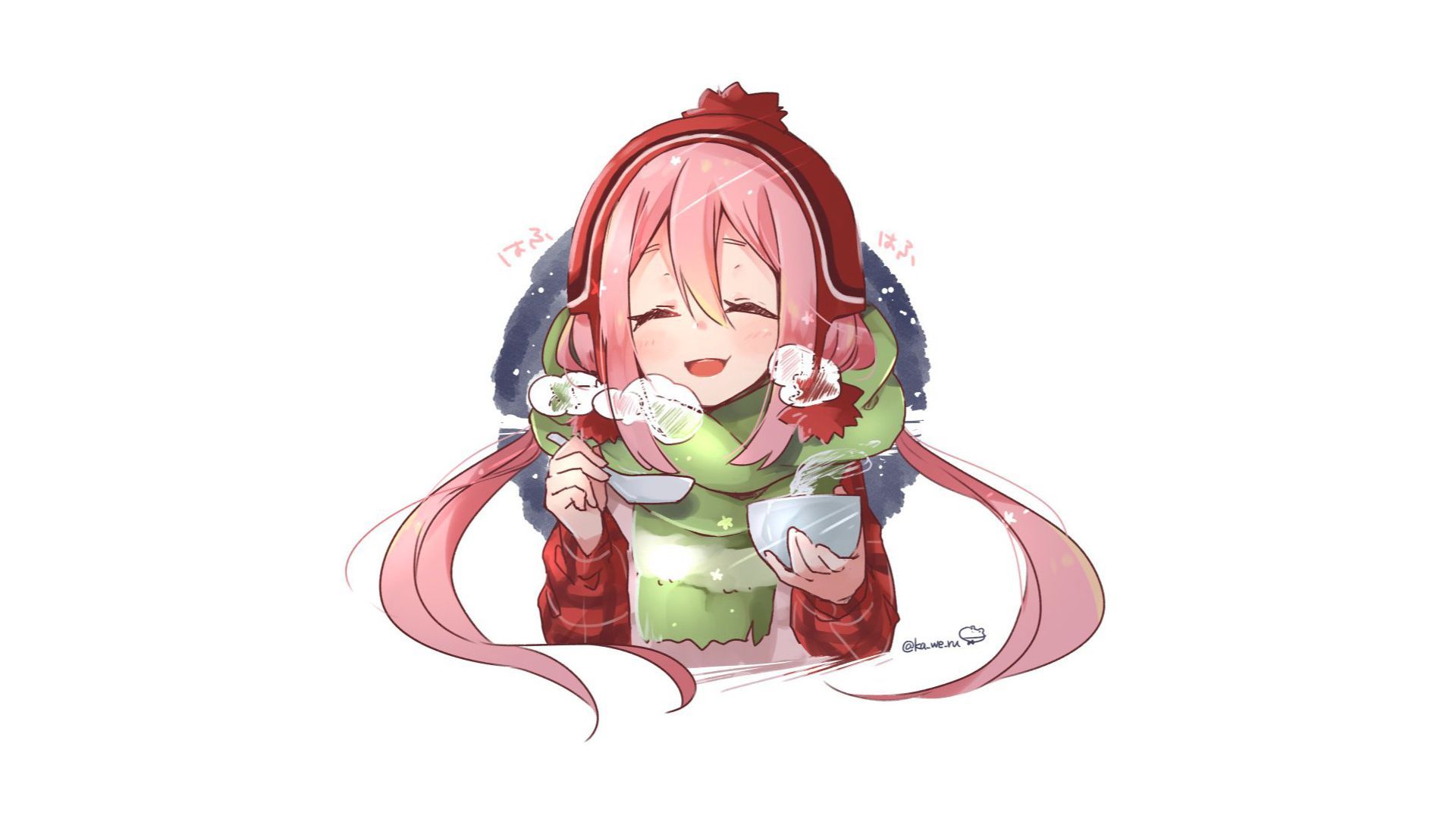 Desktop wallpaper long hair, anime girl, minimal, nadeshiko kagamihara, yuru camp, HD image, picture, background, ae8acd