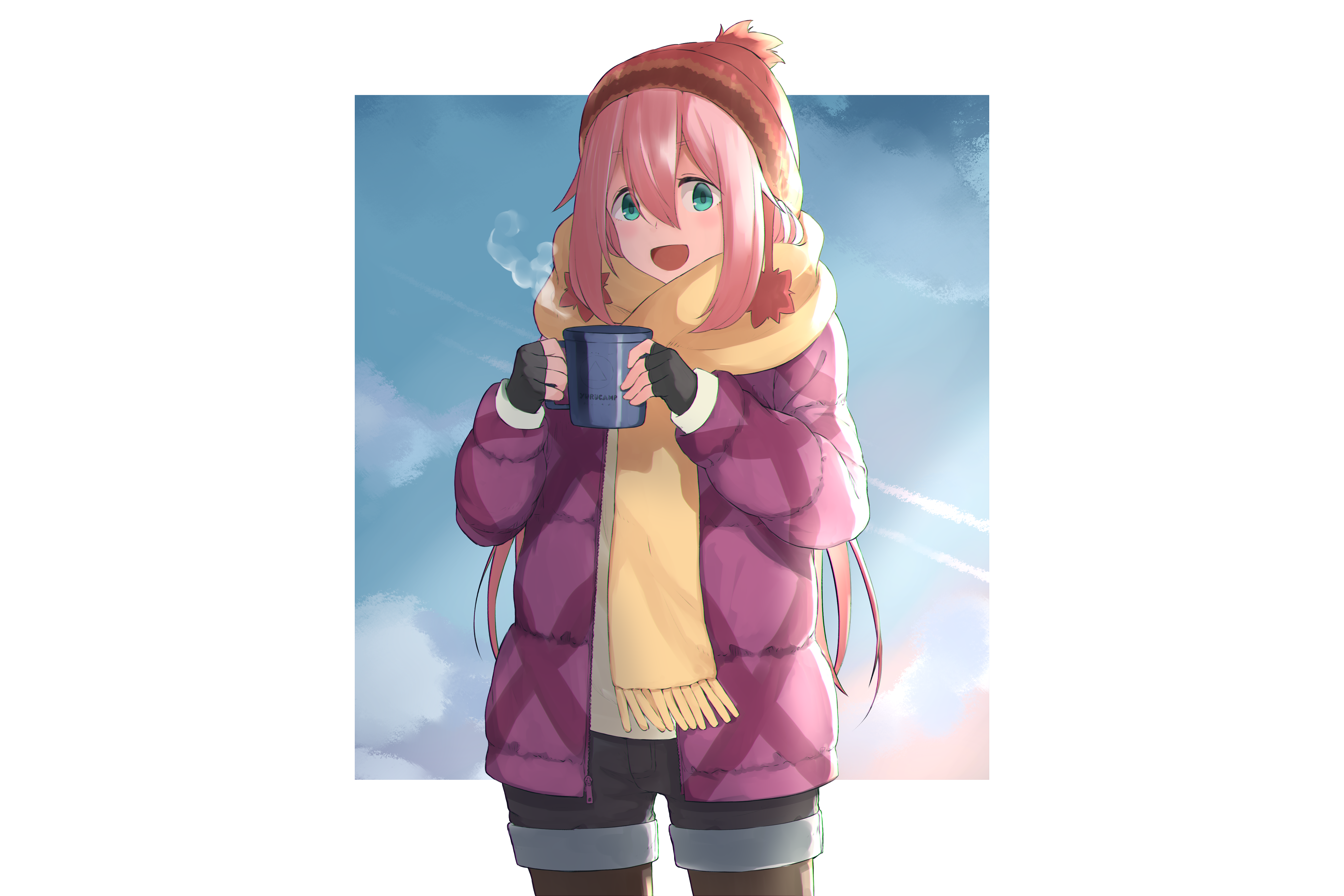 Wallpaper, Yuru Camp, anime girls, Nadeshiko Kagamihara 5311x3541