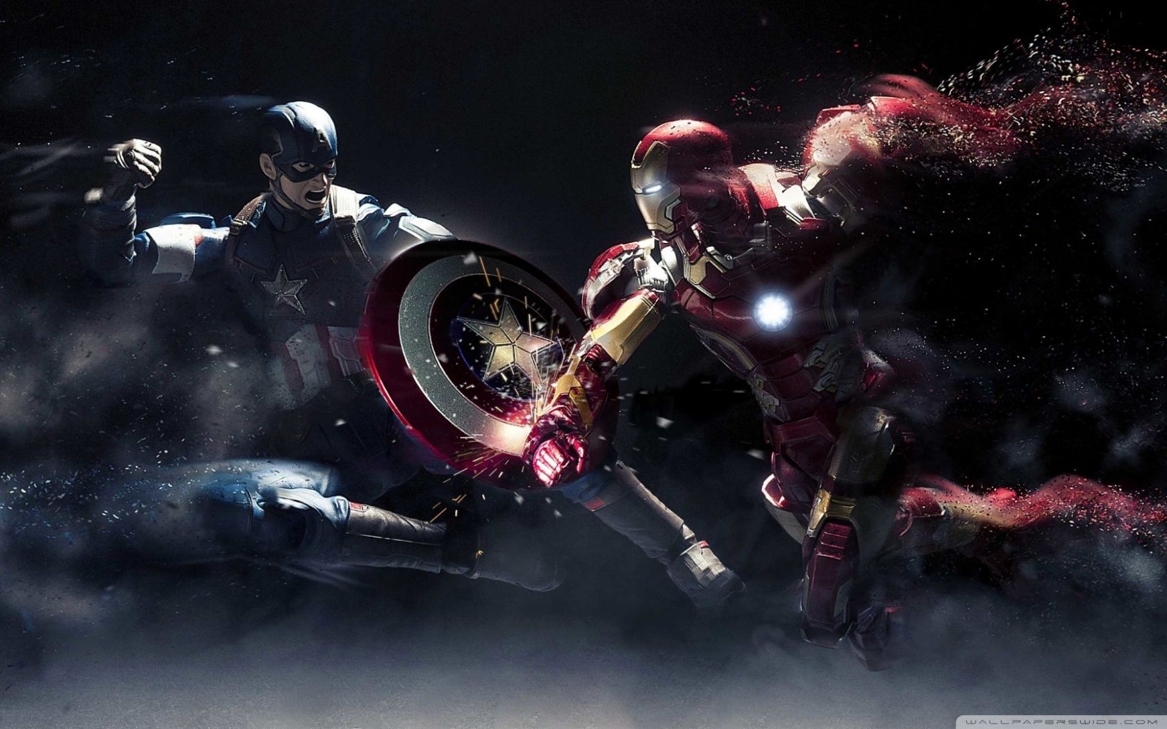 Wallpaper, Captain America, Iron Man, artwork, Captain America Civil War, Marvel Cinematic Universe 1680x1050