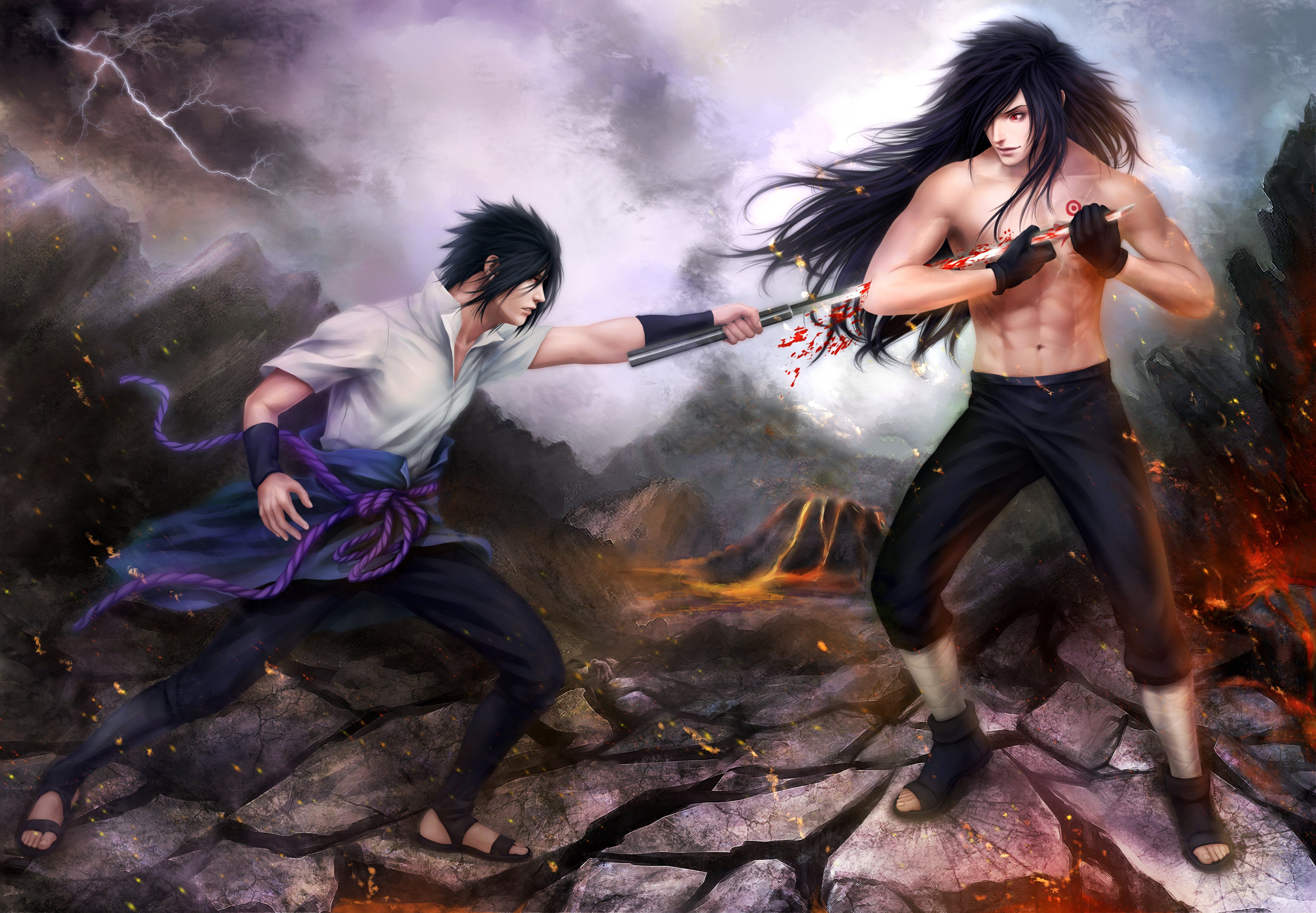 art, Naruto, Sasuke, Uchiha, Madara, Uchiha, Battle Wallpaper HD / Desktop and Mobile Background