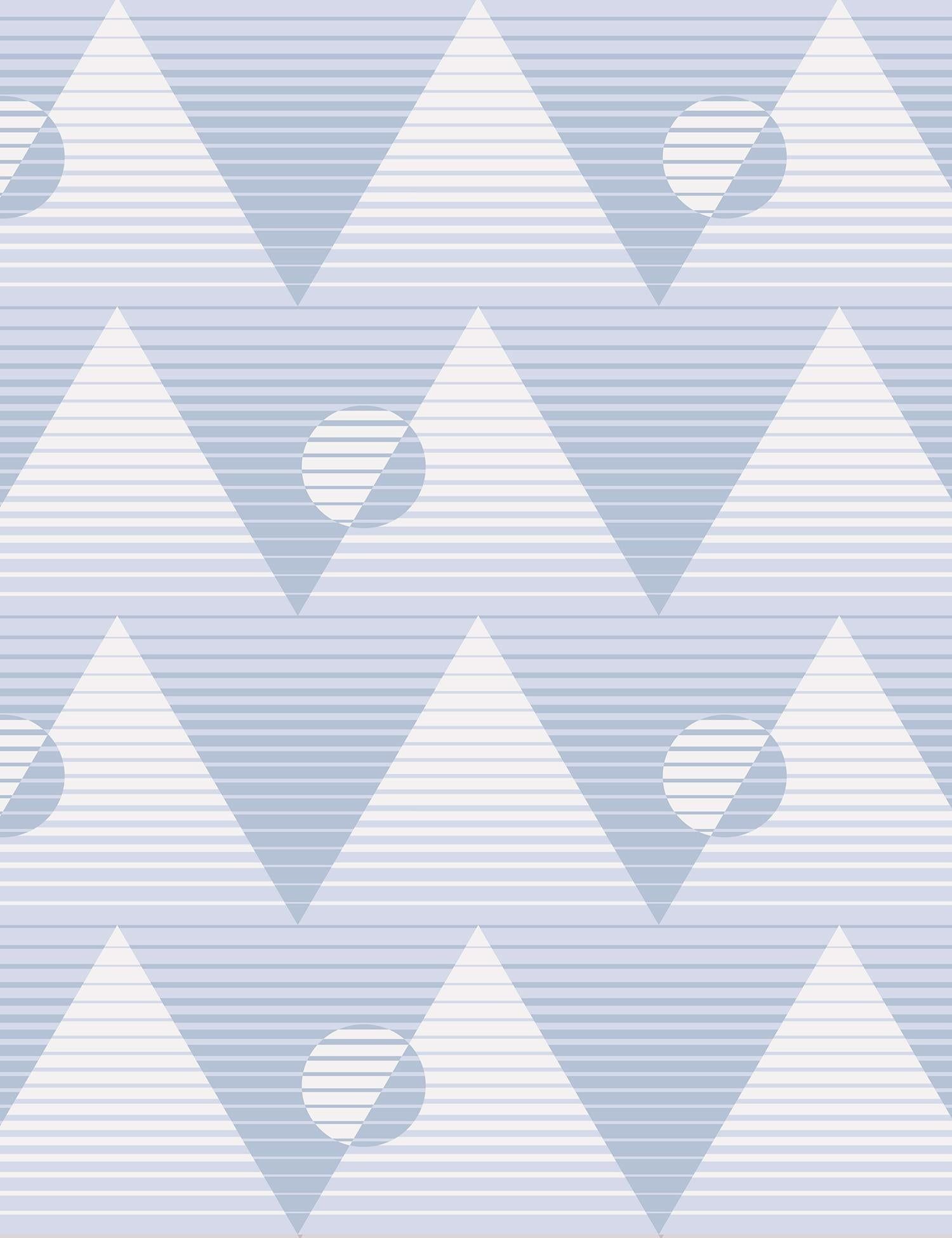 Pyramide du Soleil Designer Wallpaper in Aquifer 'Pale Blue and Periwinkle'