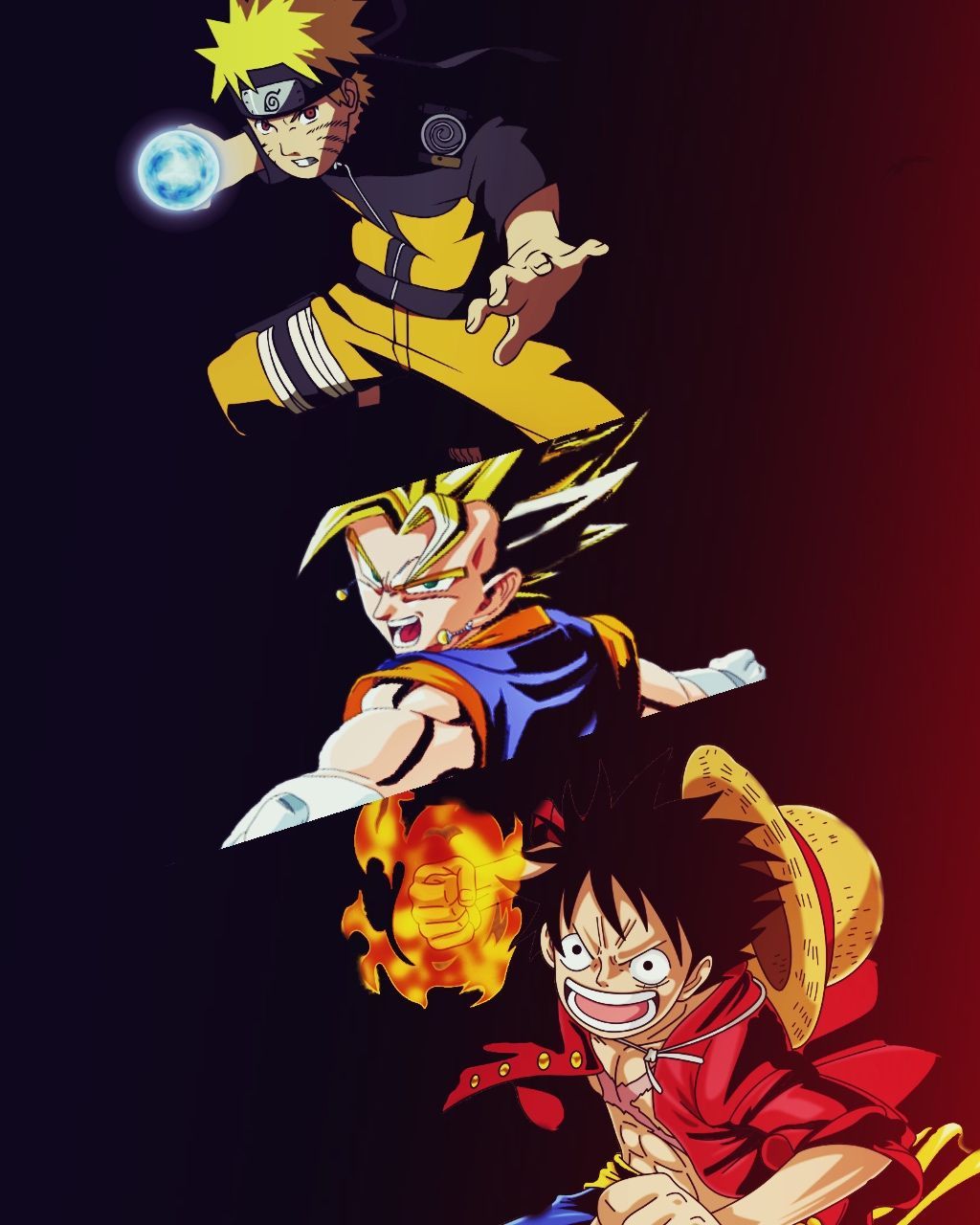 Luffy, goku, and Naruto!!! Crossover By raven. Personagens de anime, Manga anime, Animes manga