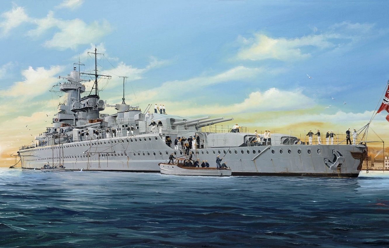 Wallpaper ship, art, Navy, military, battleship, German, WW pocket, Navy, pocket battleship, Admiral Graf Spee image for desktop, section оружие