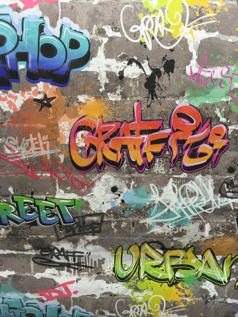 Graffiti Style Wallpaper Teenager Kids Spray Paint Art Steet Urban Textured
