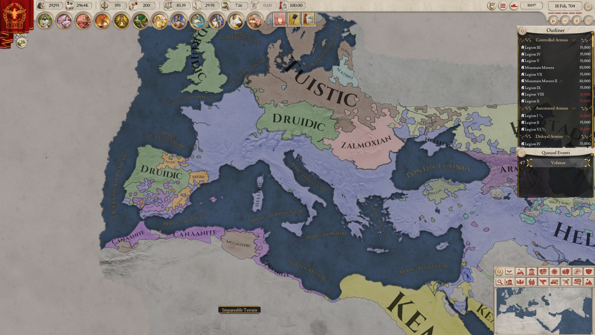 Culture Map and Relgion Map of My Roman Empire run (imperator Rome)