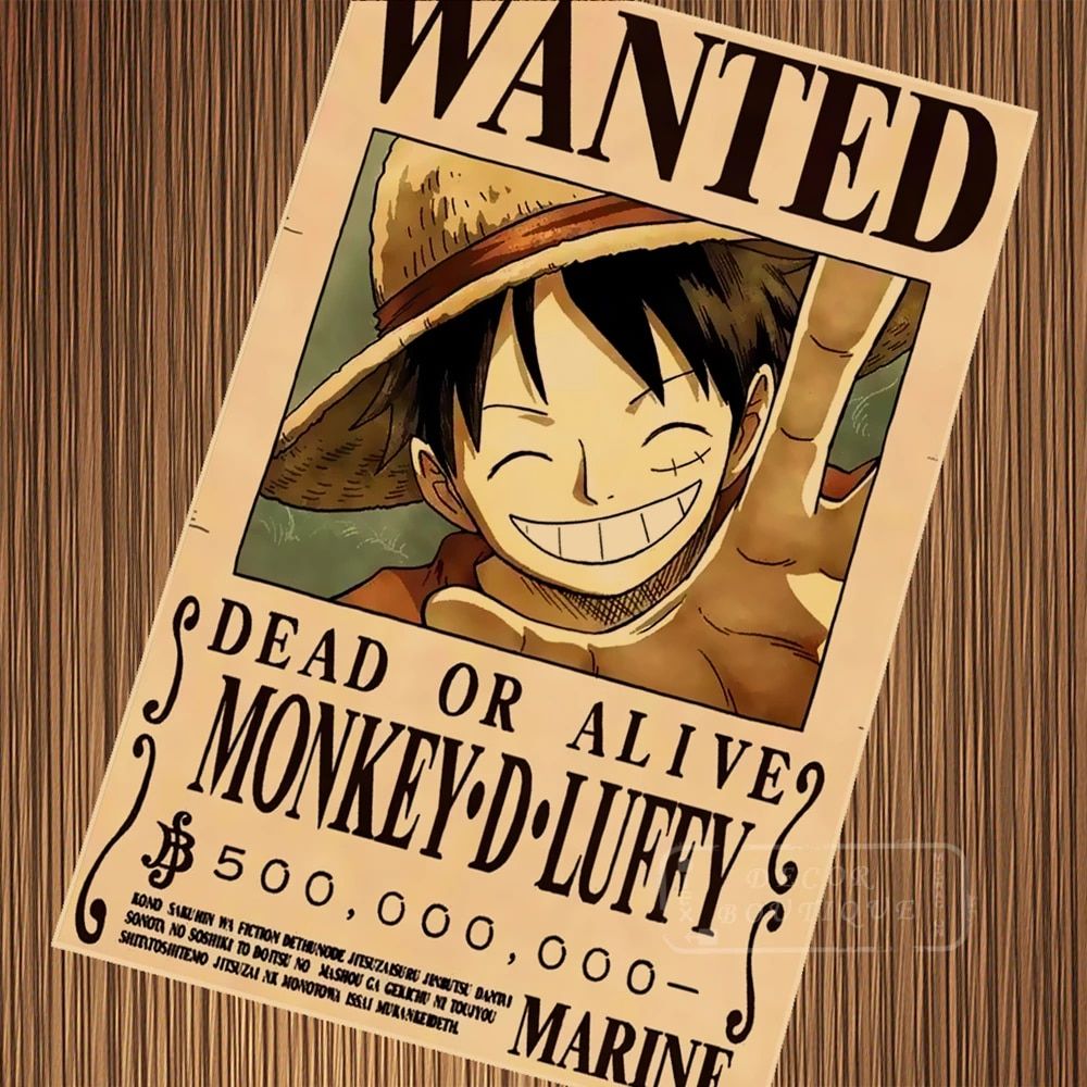 Choices Japan Animation ONEPIECE Monkey D Luffy Wanted Vintage Retro Canvas DIY Wall Paper Posters Home Gift Decoration. wanted poster. paper posterposters posters