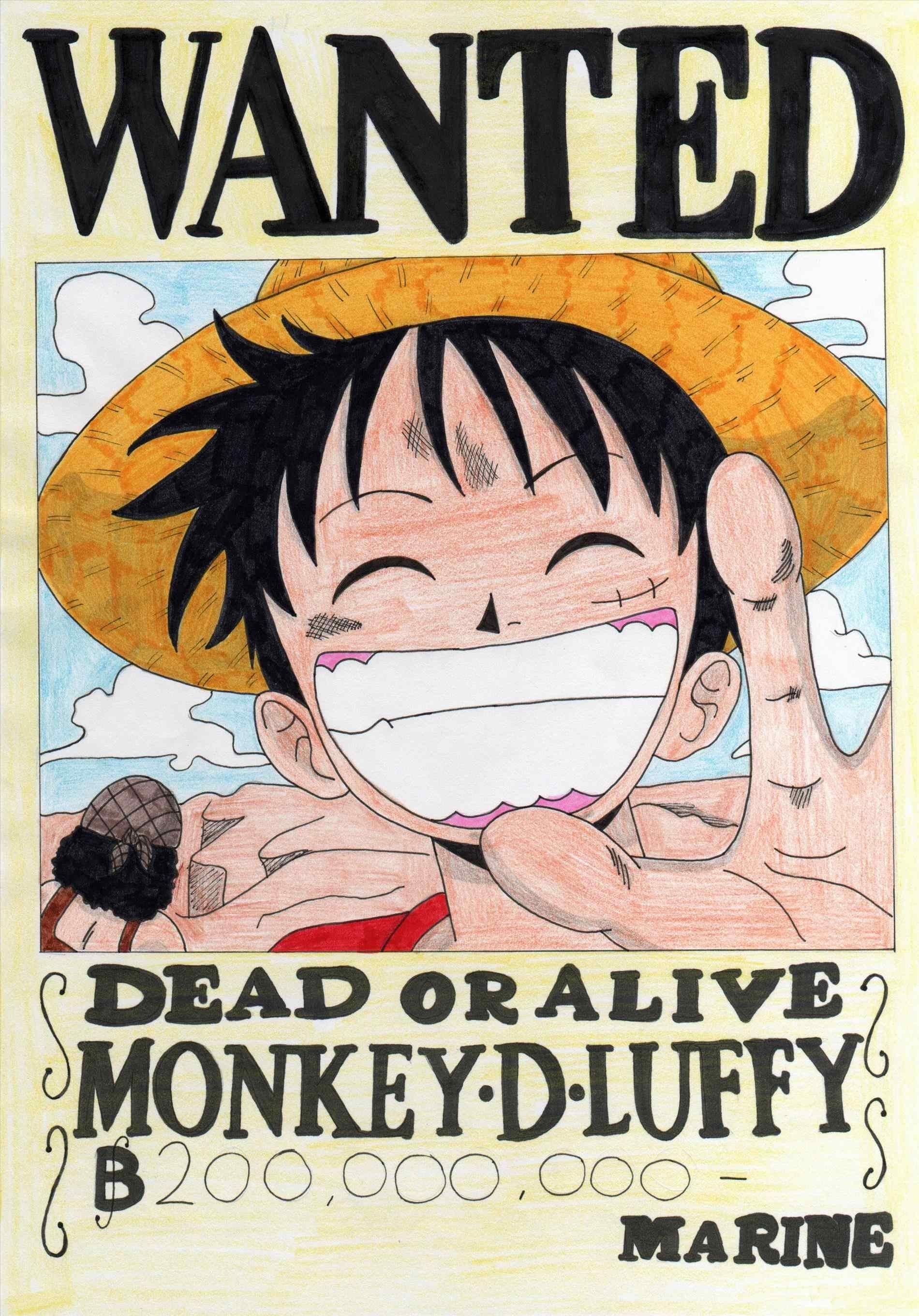 Anime One Piece Wanted Wallpaper Dead Or Alive Monkey D Luffy