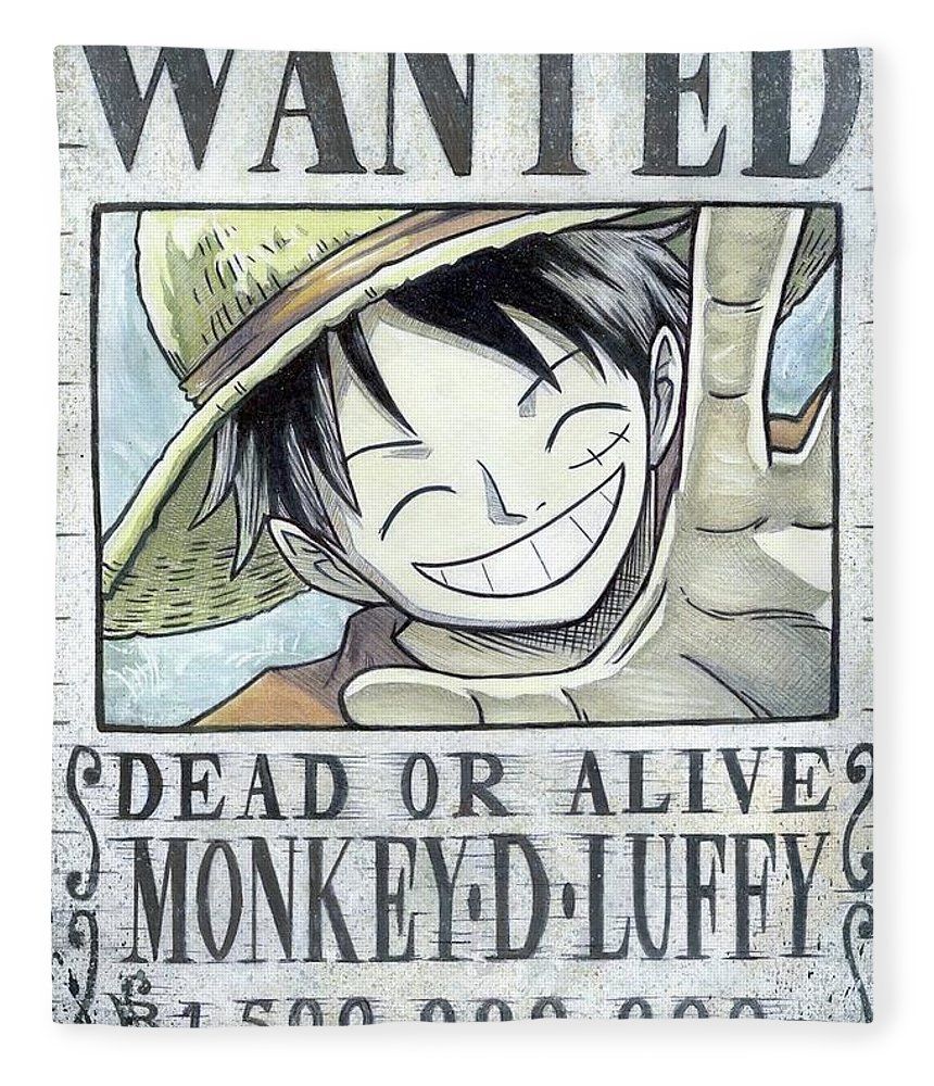 Monkey D Luffy Wanted Poster Handmade Print Fleece Blanket