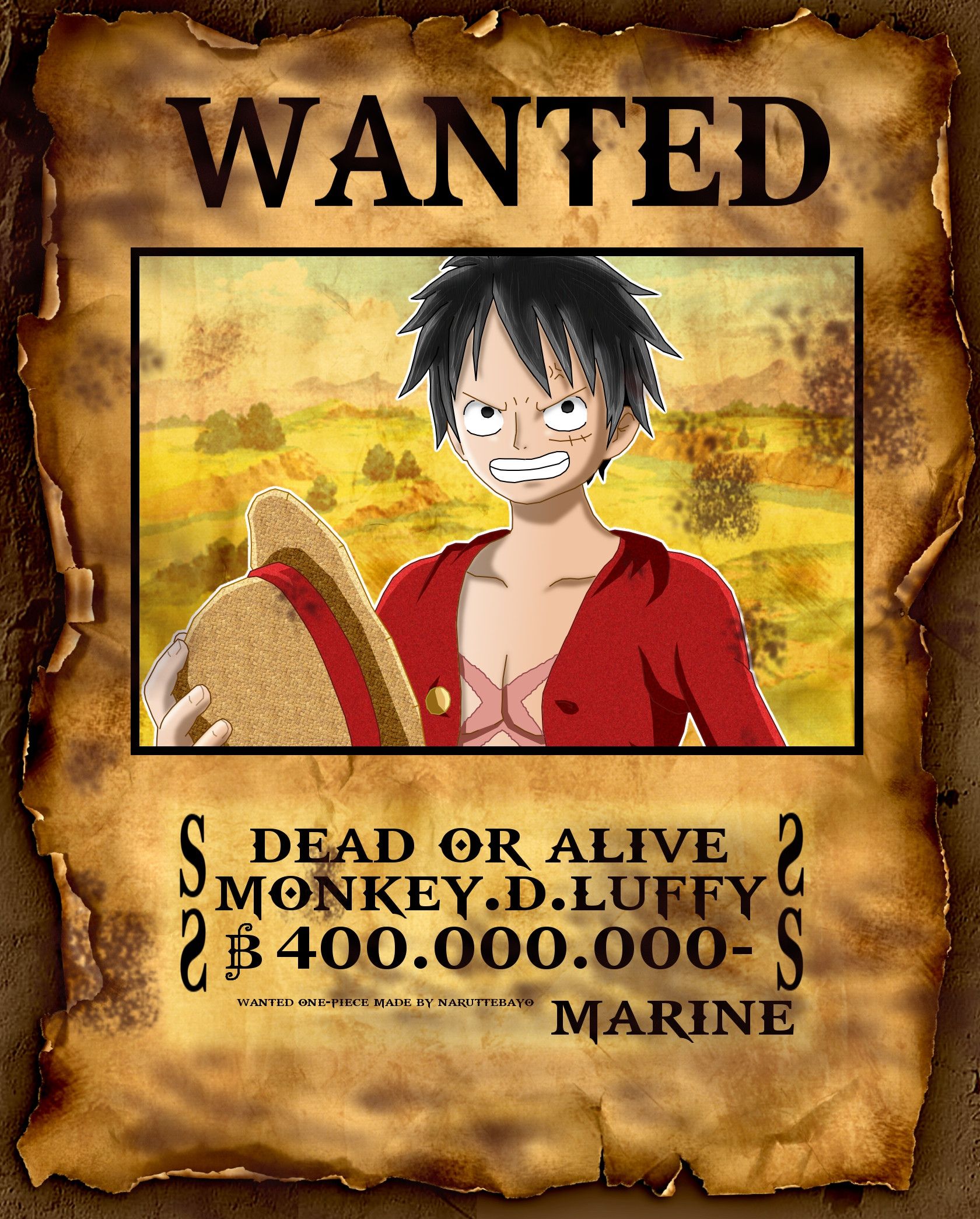 One Piece Luffy Wanted Poster.