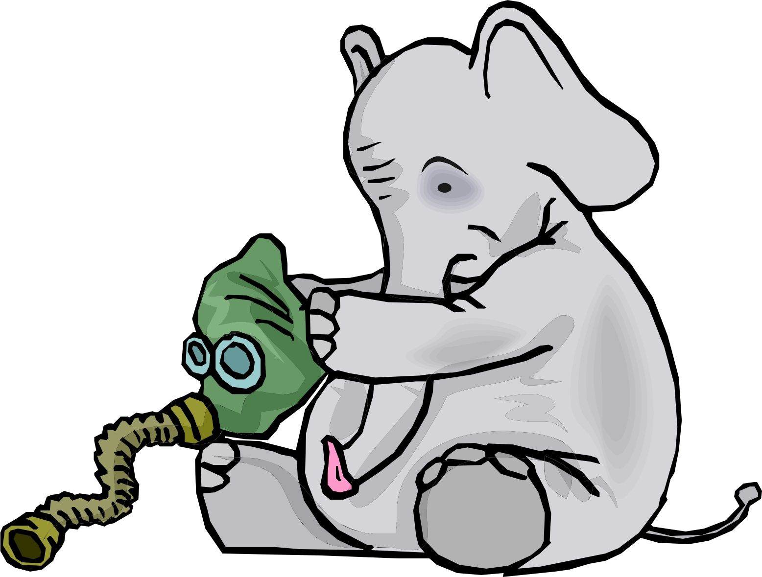 elephant with gas mask