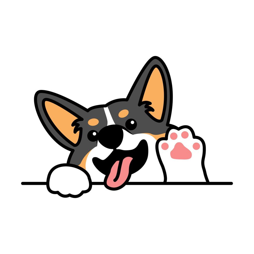 Cute welsh corgi tricolor dog waving paw cartoon 1339825 Free Vectors, Clipart Graphics & Vector Art