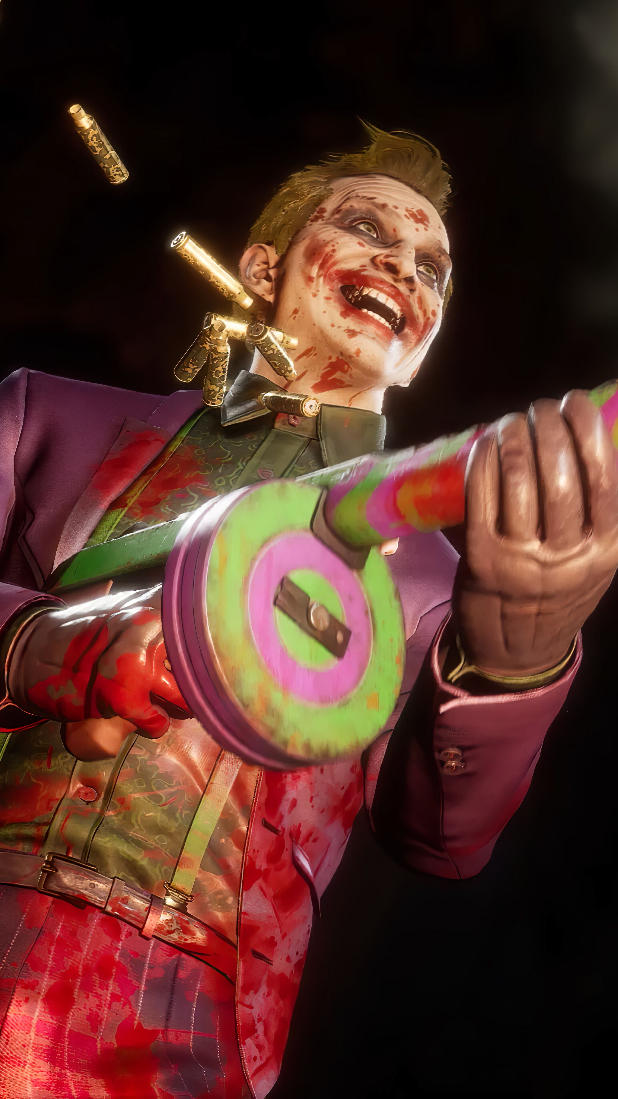 Joker, Laughing, Submachine Gun, Mortal Kombat 11, 4K phone HD Wallpaper, Image, Background, Photo and Picture. Mocah HD Wallpaper