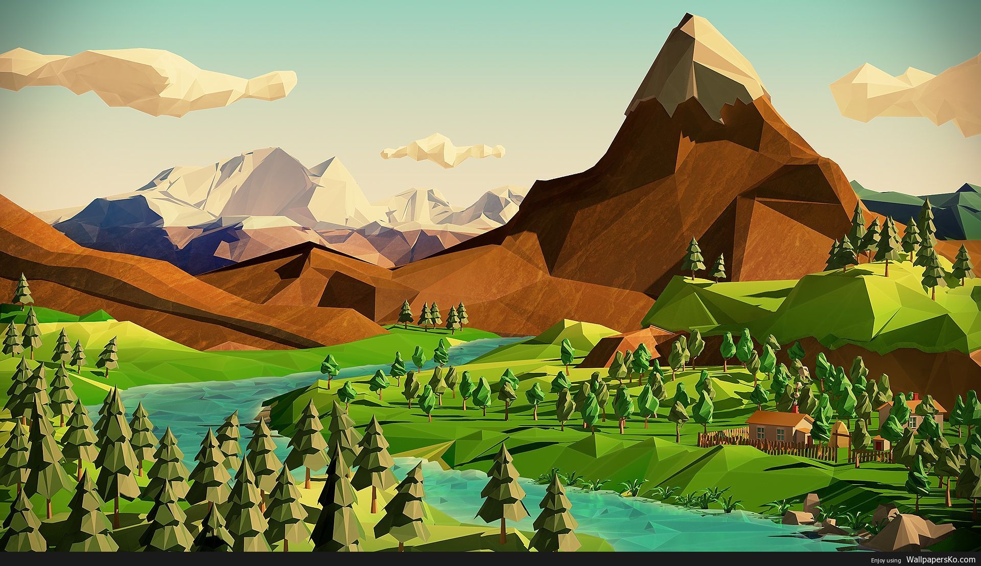 Abstract Low Poly Landscape Wallpaper