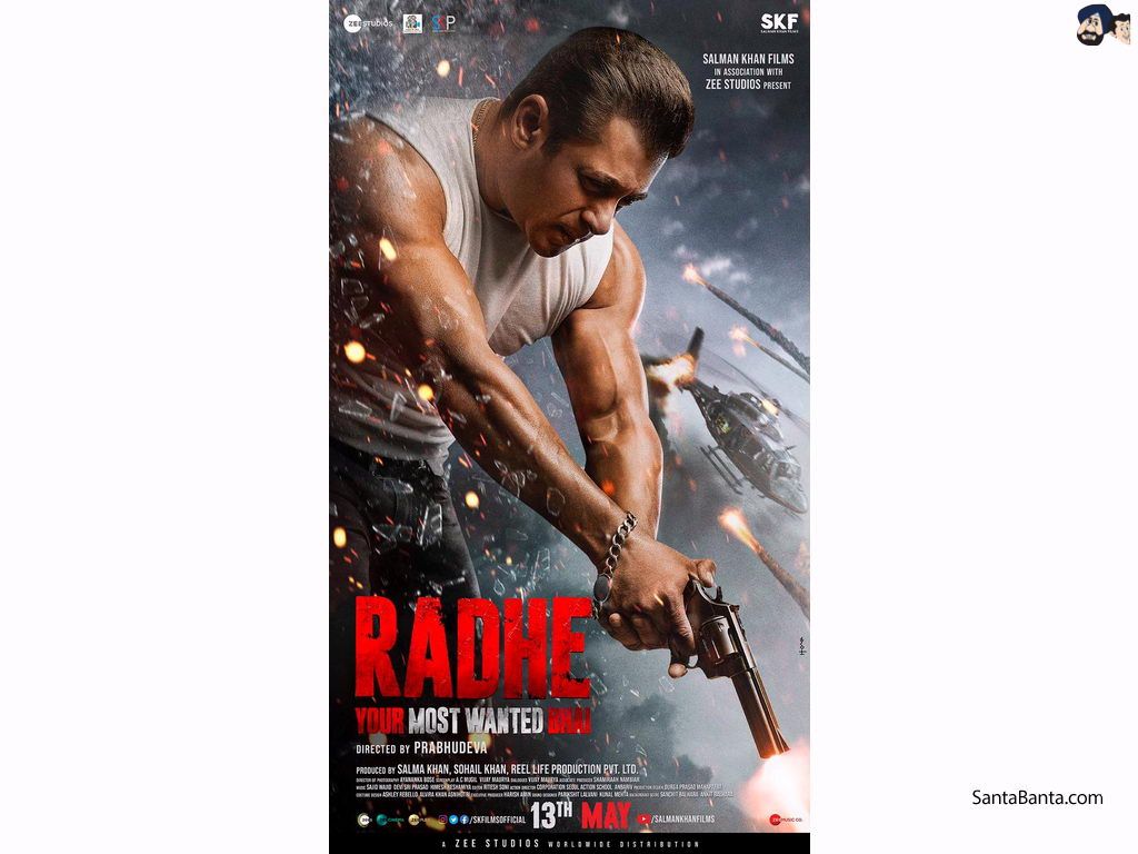 Salman Khan in the poster of his next Bollywood film as `Radhe Your Most Wanted Bhai`