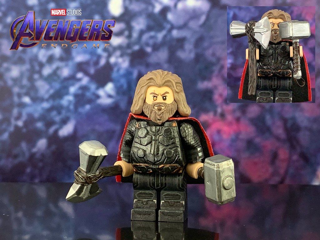 LEGO custom Thor from Avengers: Endgame. The beard is fully