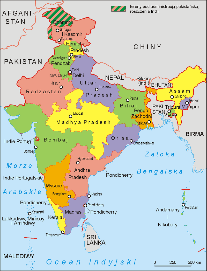 India administrative map 1956 PL Reorganisation Act, 1956. India map, Map outline, Political map