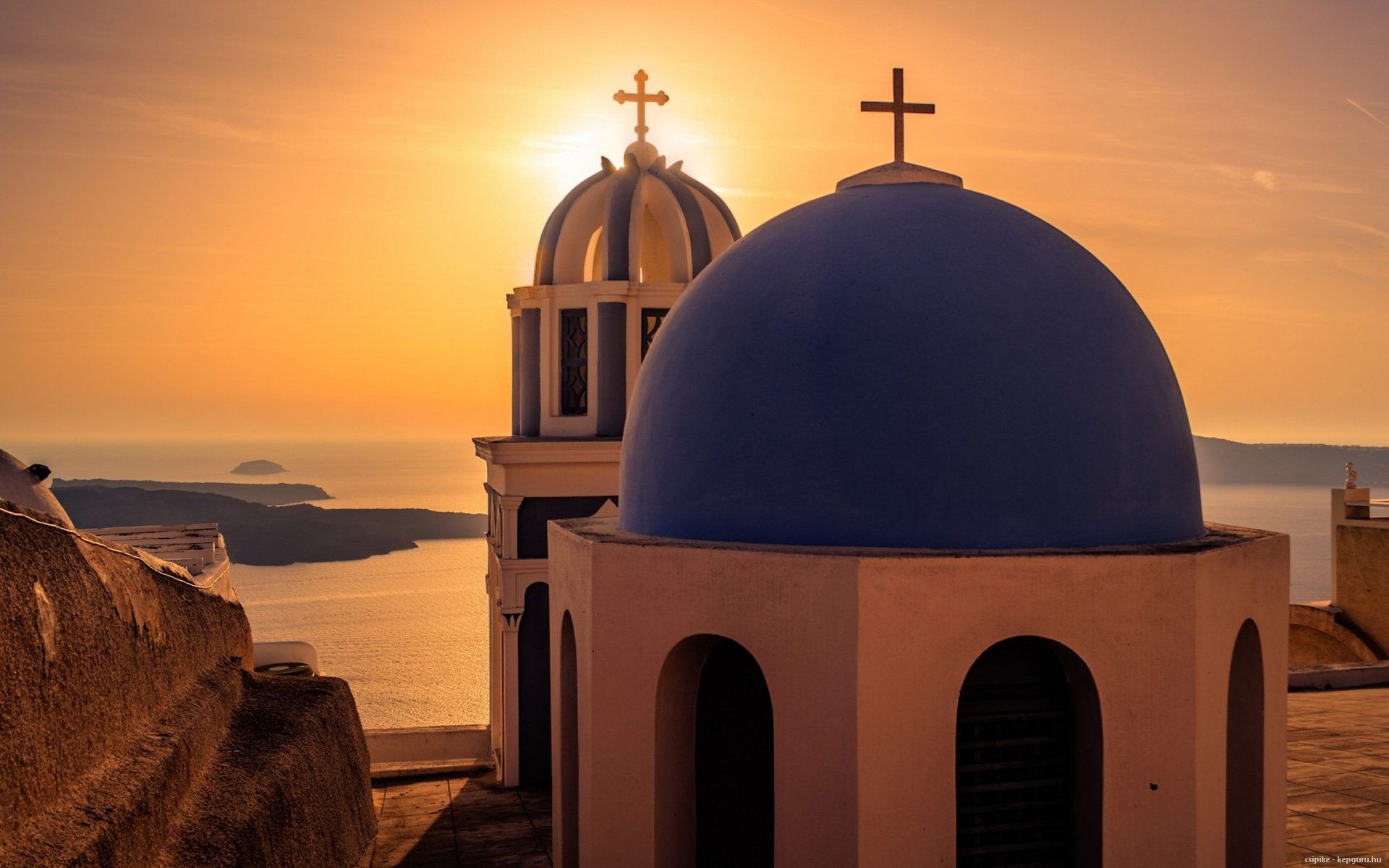 greece, Sunset, Summer, Santorini, Church, Sea Wallpaper HD / Desktop and Mobile Background