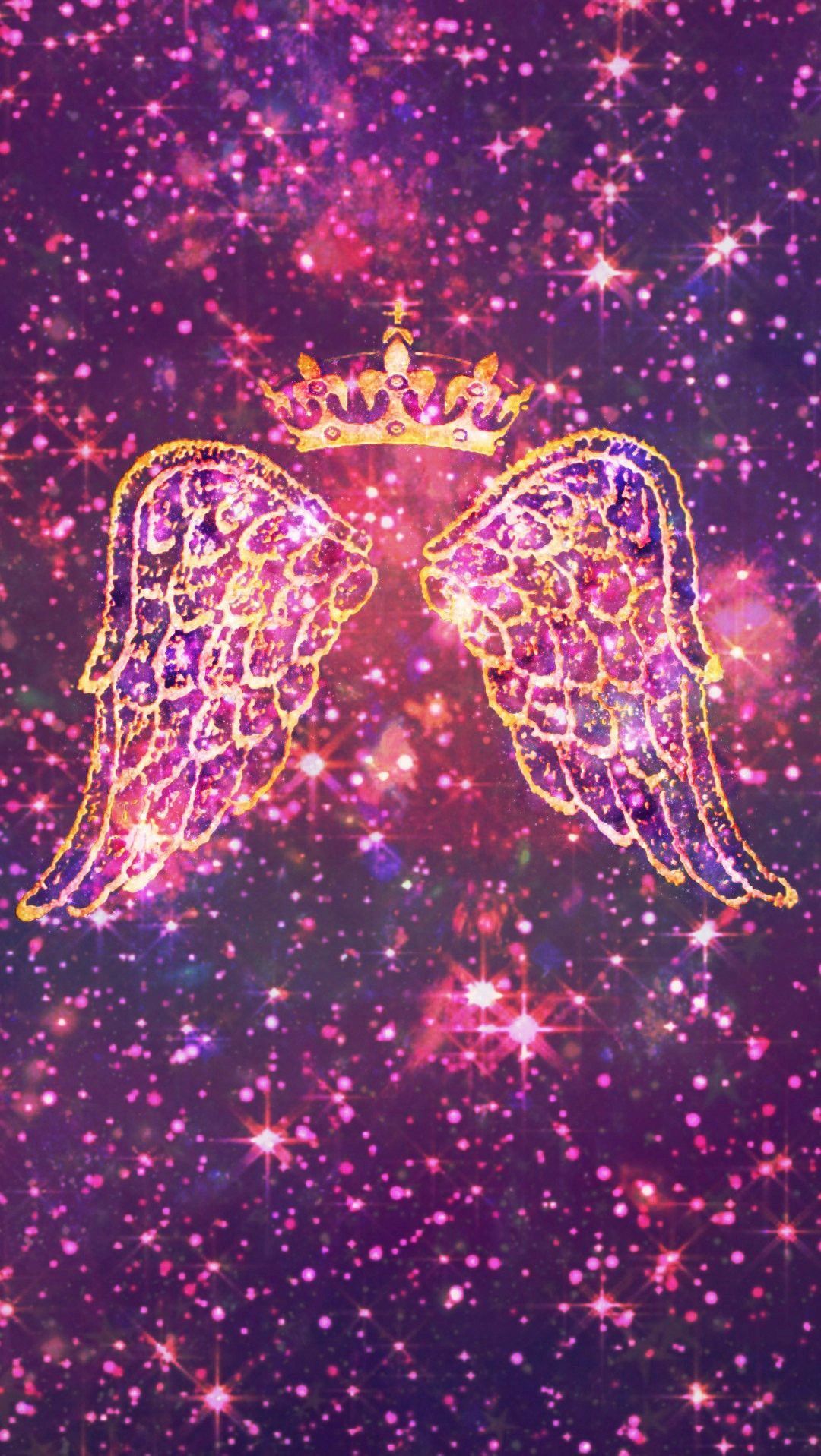 Angel Queen Galaxy, made by me #purple #sparkly #wallpaper #background #sparkles #angel #wings #crown. Queen wallpaper crown, Queens wallpaper, Wings wallpaper