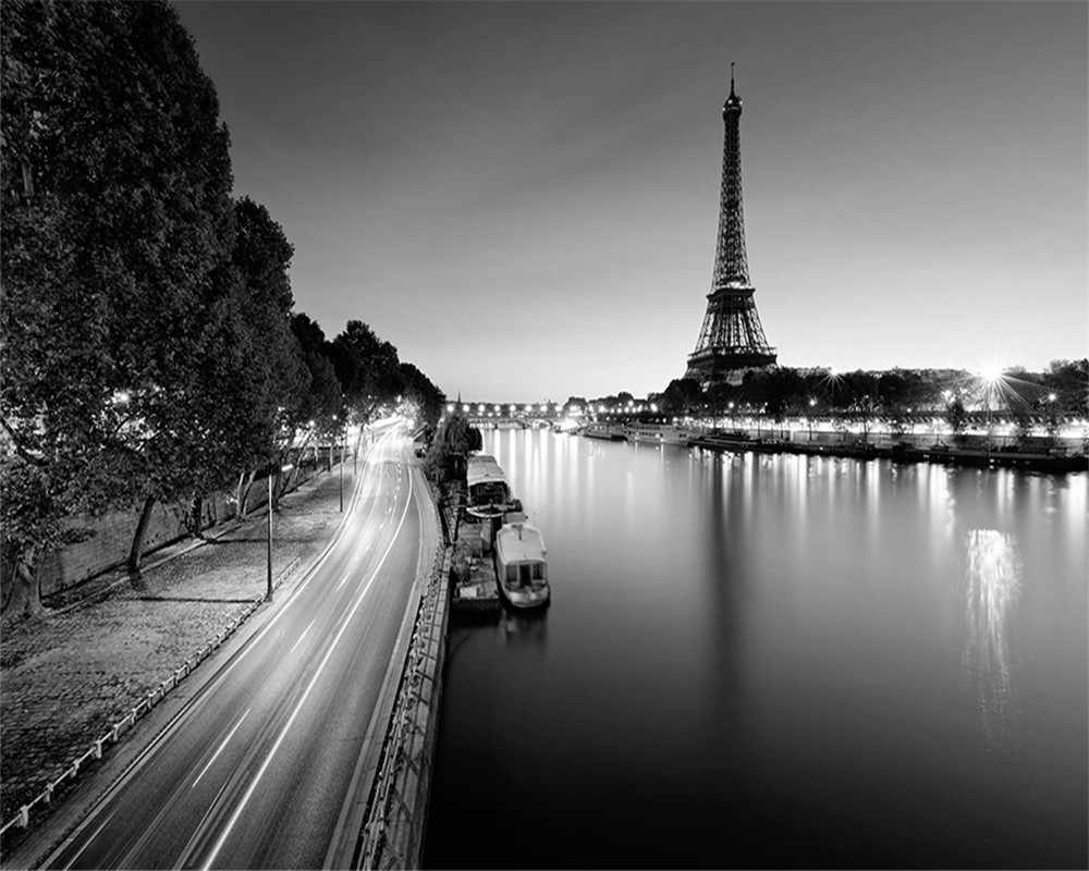 Custom Photo Wallpaper 3D Paris Tower Simple Black and White Landscape Painting Interior Background Wall Mural Wallpaper. Wallpaper