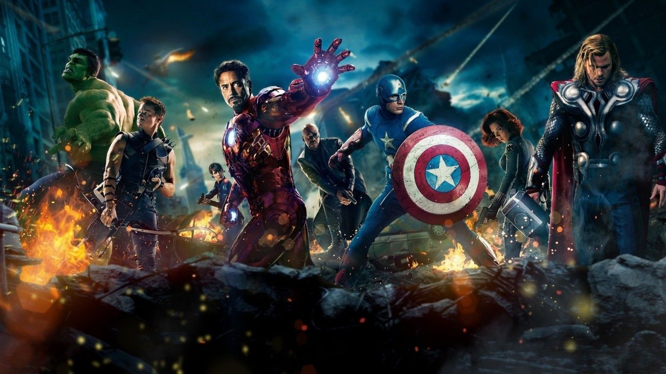 Download 1366x768 The Avengers, Iron Man, Captain America, Hulk, Thor, Black Widow Wallpaper for Laptop, Notebook