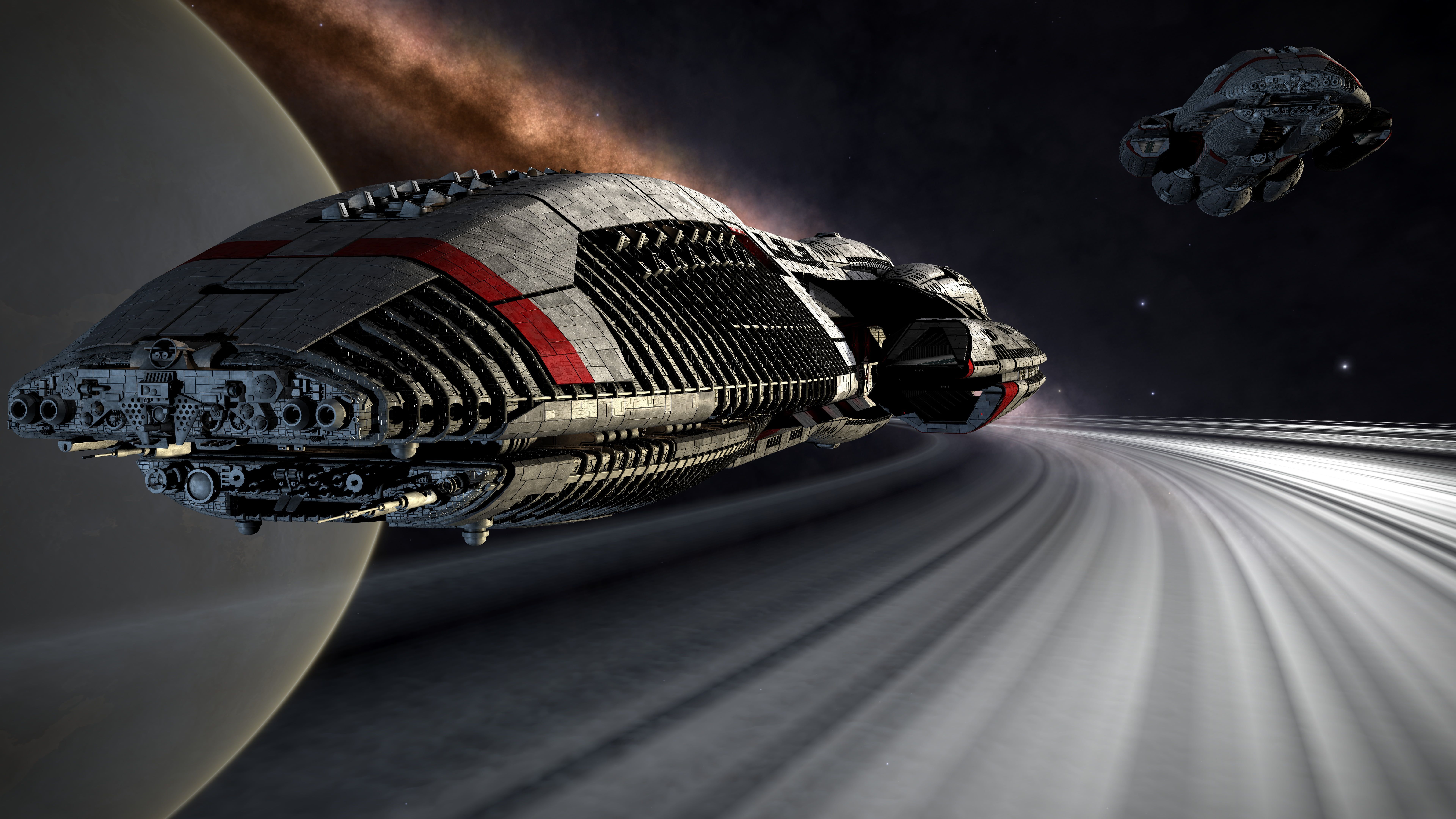 gray spaceship science fiction #futuristic Battlestar Galactica digital art #artwork D #render #space K #wallpaper. Space art wallpaper, Wallpaper, Futuristic