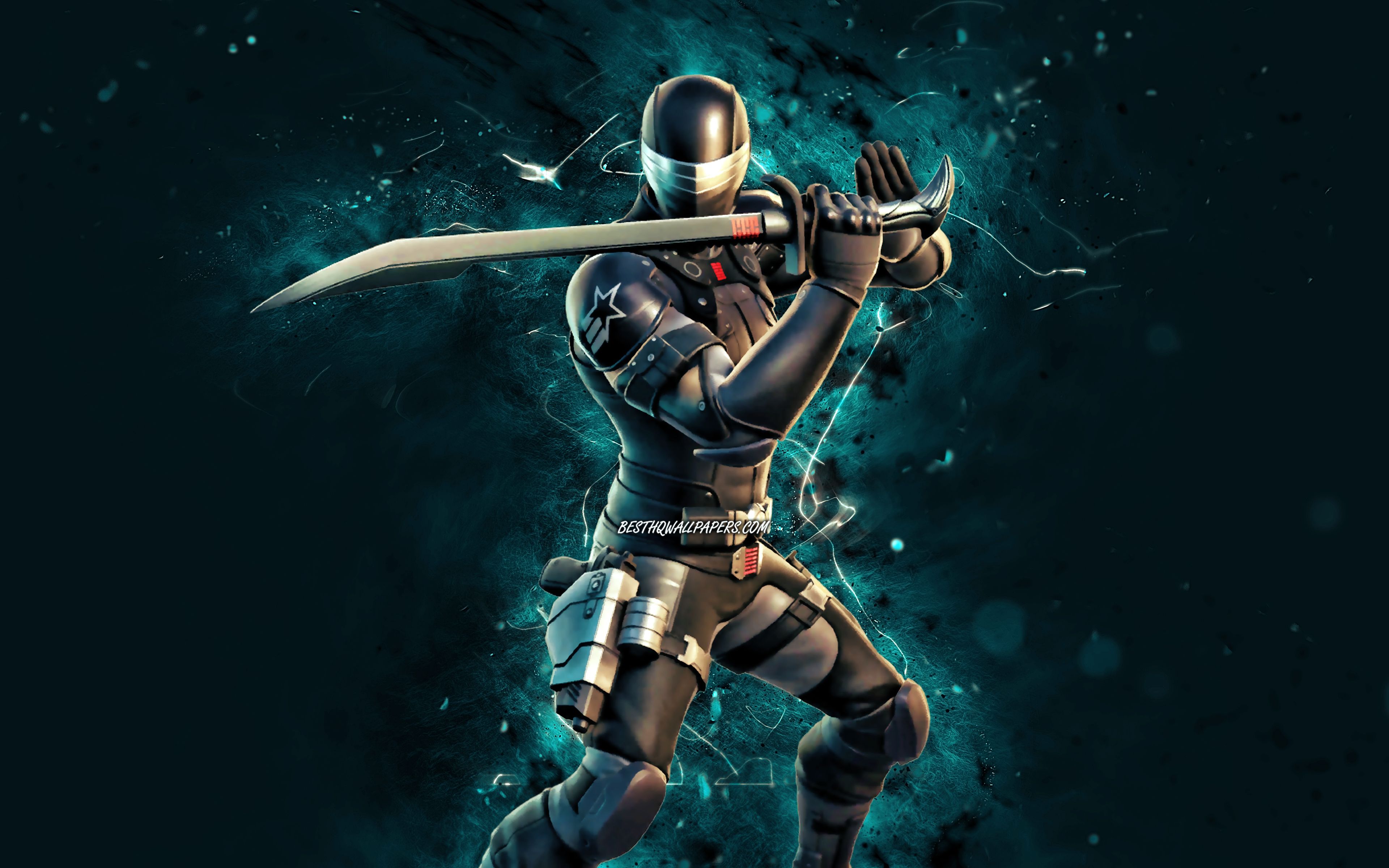 Download wallpaper Snake Eyes, 4k, blue neon lights, Fortnite Battle Royale, Fortnite characters, Snake Eyes Skin, Fortnite, Snake Eyes Fortnite for desktop with resolution 3840x2400. High Quality HD picture wallpaper