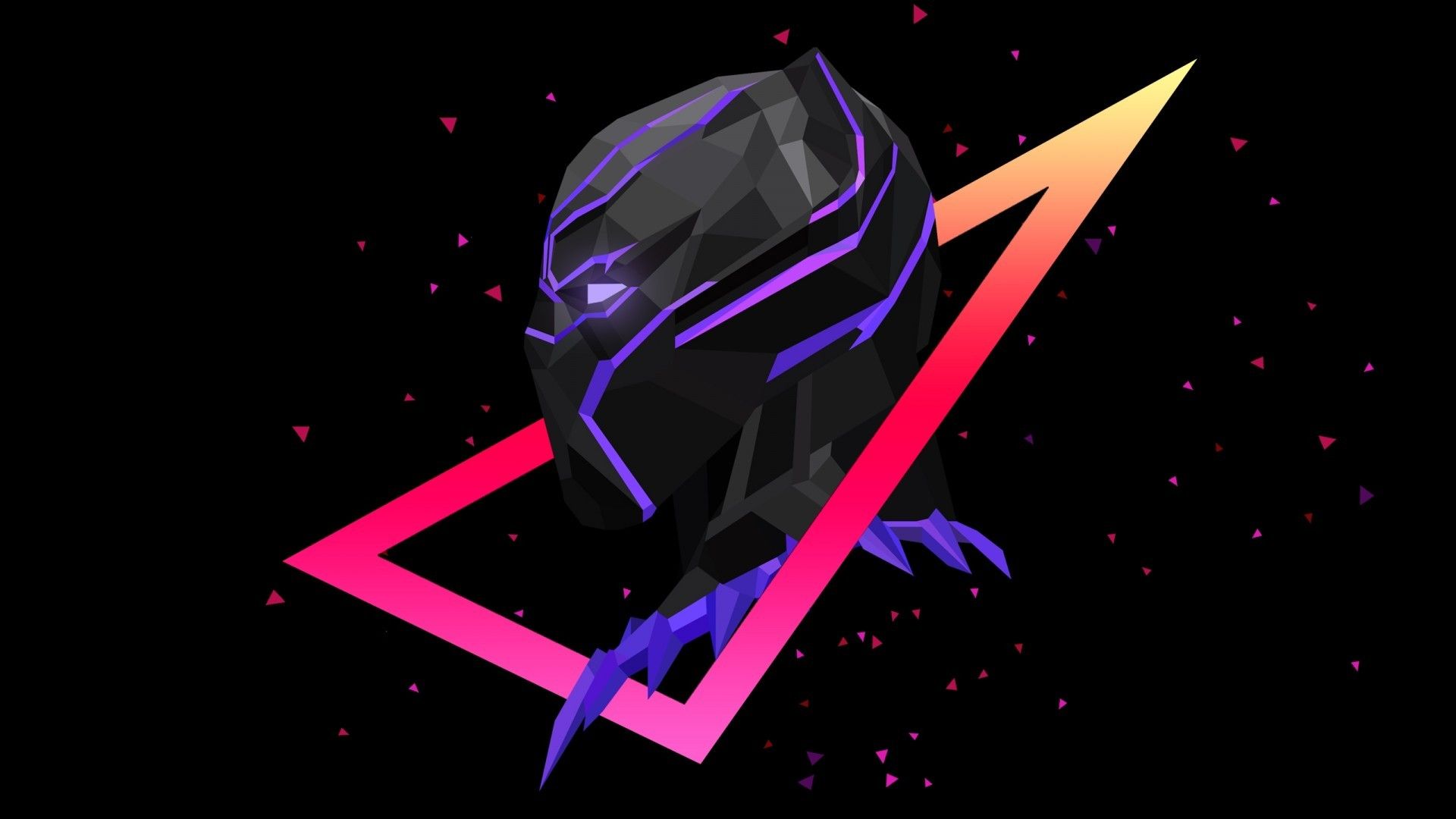 Download 1920x1080 Black Panther, Profile View, Low Poly Wallpaper for Widescreen