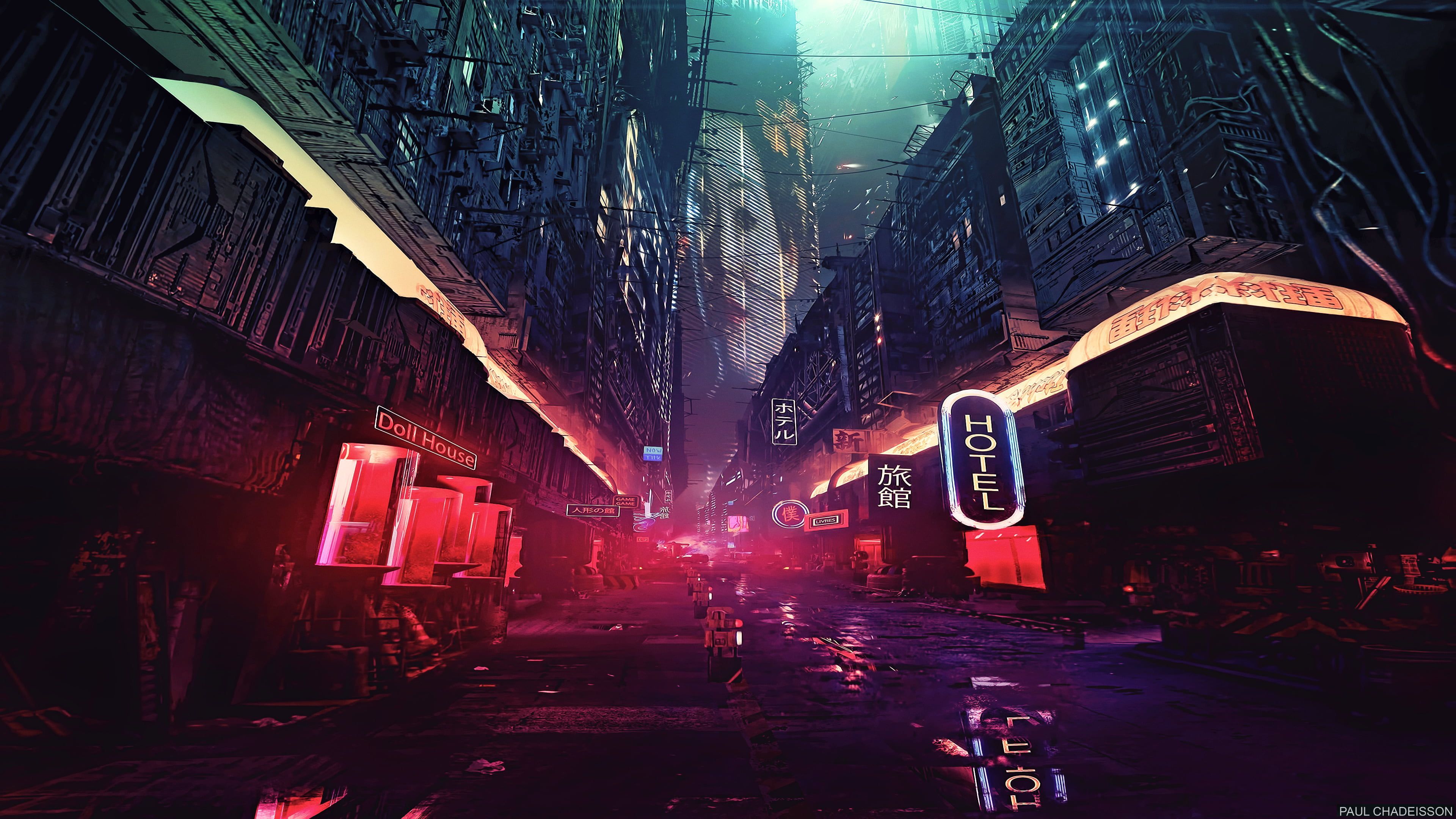 lighted building illustration, movie scene #night #artwork futuristic city #cyberpunk #cyber science fiction. Futuristic city, Building illustration, HD wallpaper