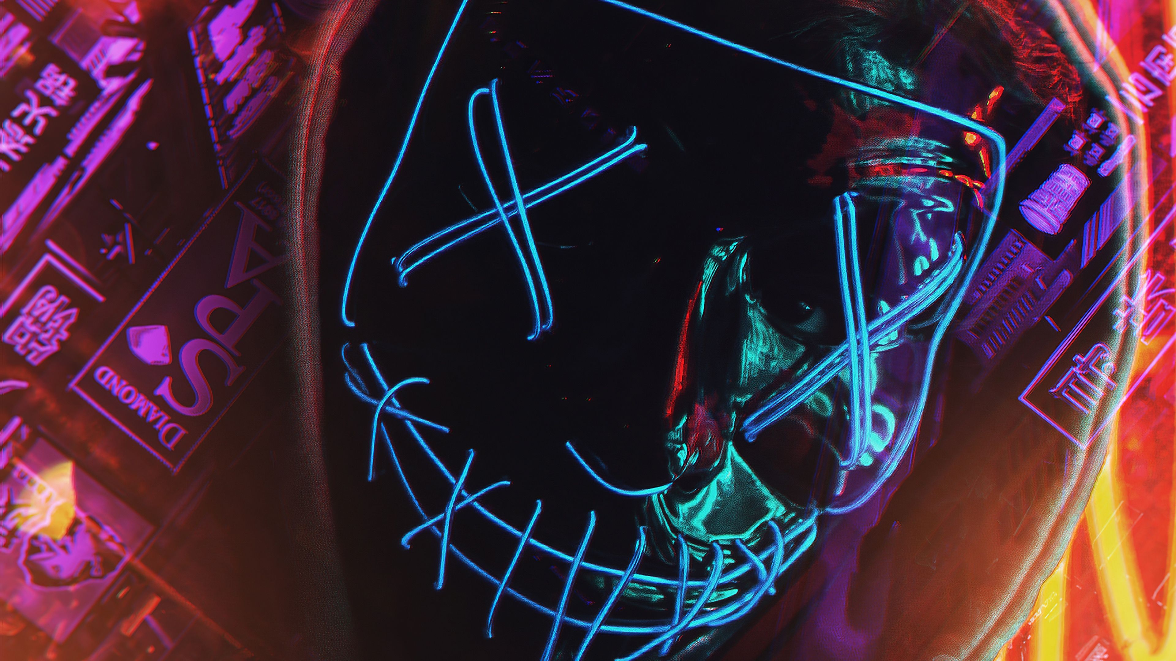 Neon Face Mask Wallpaper
