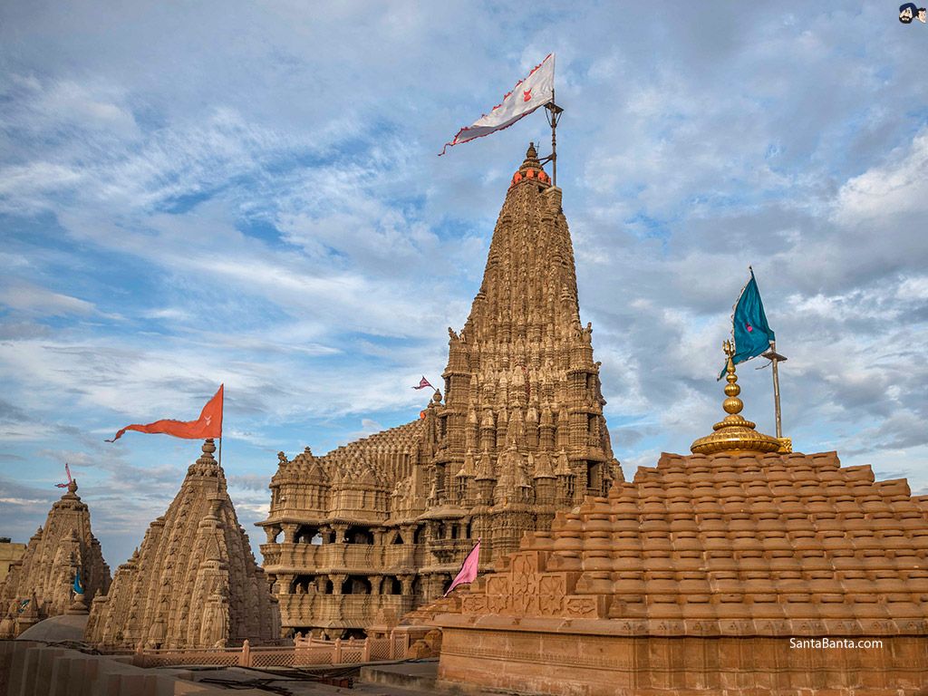 The Dwarkadhish temple, Dwarka, Gujarat, India. Also known as the Jagat Mandir