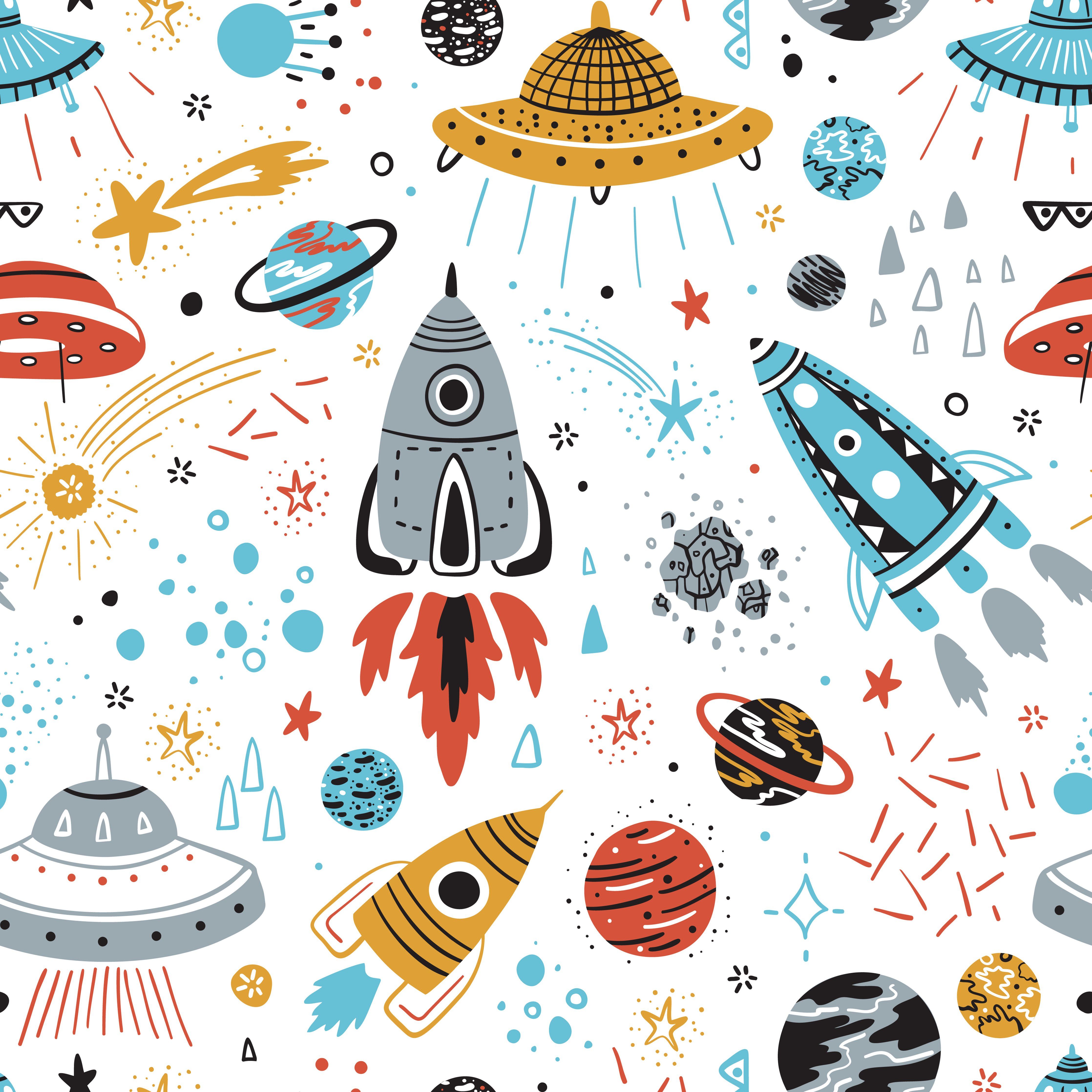 Apollo Wallpaper. Kids vector, Seamless patterns, Space illustration