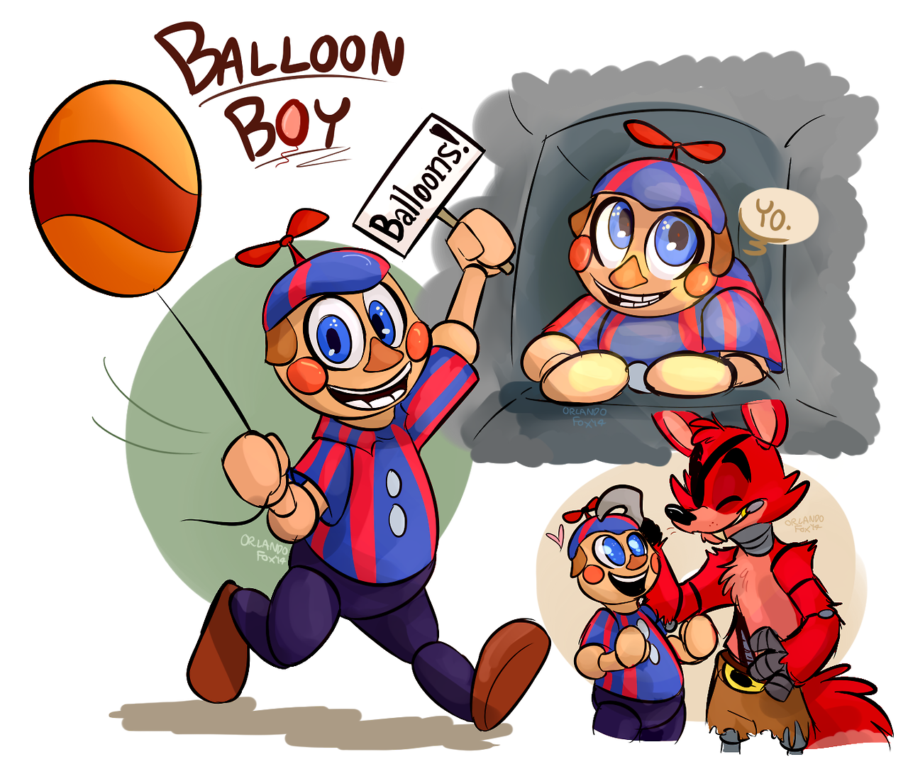 Balloon Boy by Orlando Fox. Balloon Boy / BB. Fnaf, Fnaf art, Fnaf characters