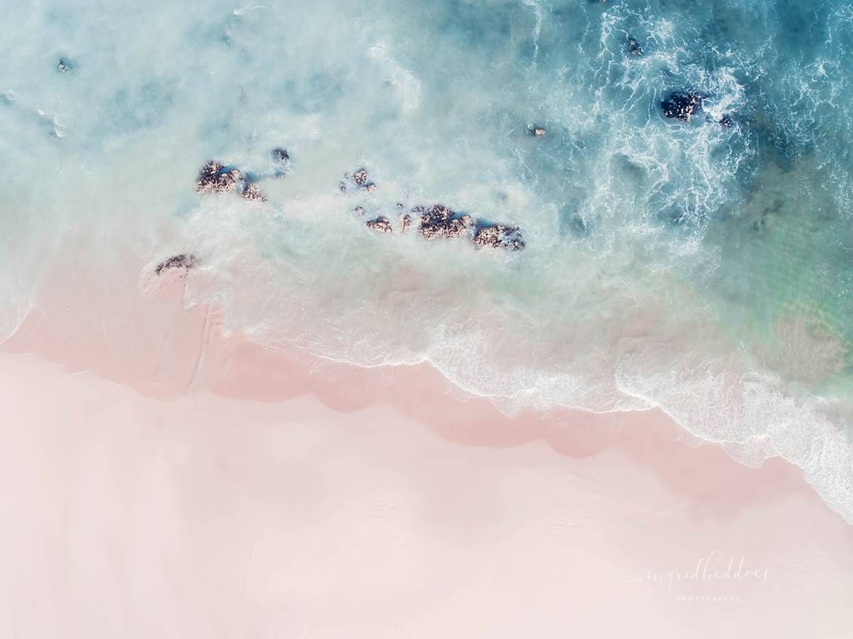 Ocean aerial photography:Ocean Pink Blush. Ingrid Beddoes Photography. Light blue aesthetic, Pink ocean, Framed art prints