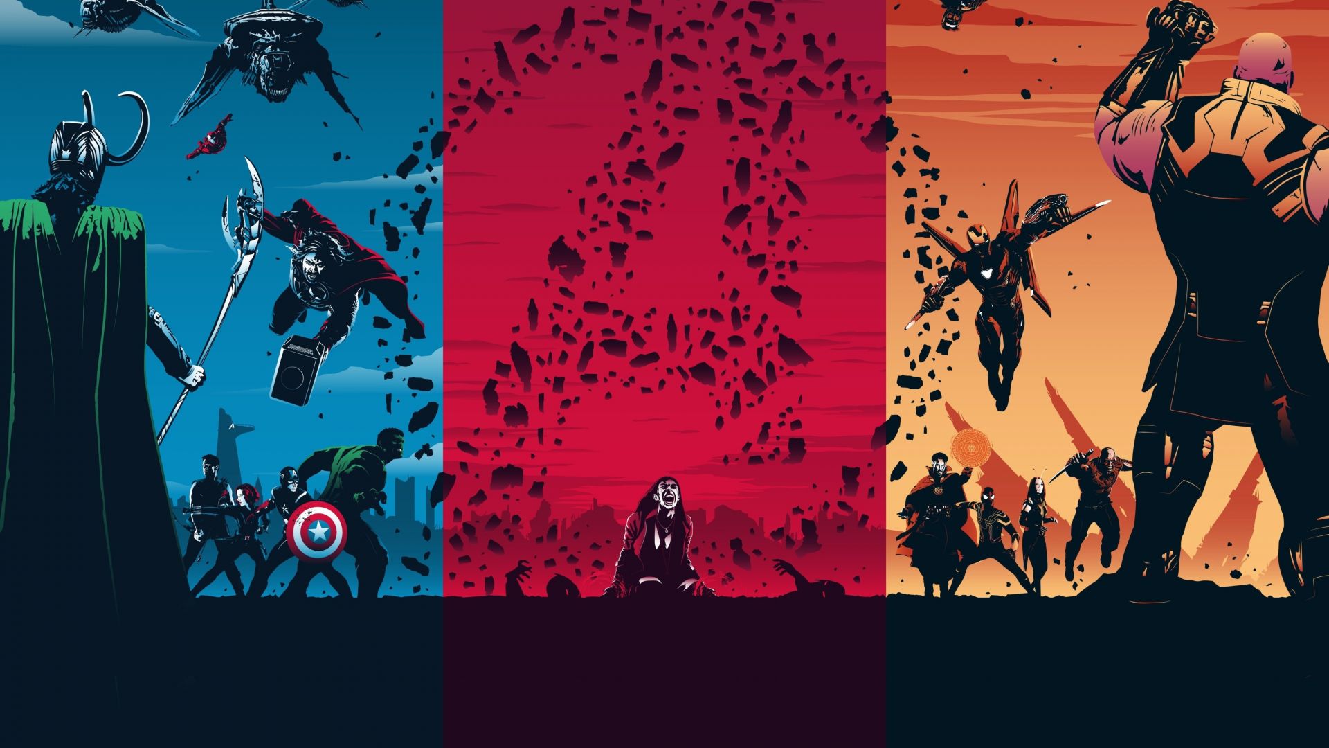 Desktop wallpaper avengers trilogy, superhero, movie, fan art, HD image, picture, background, 92fce4