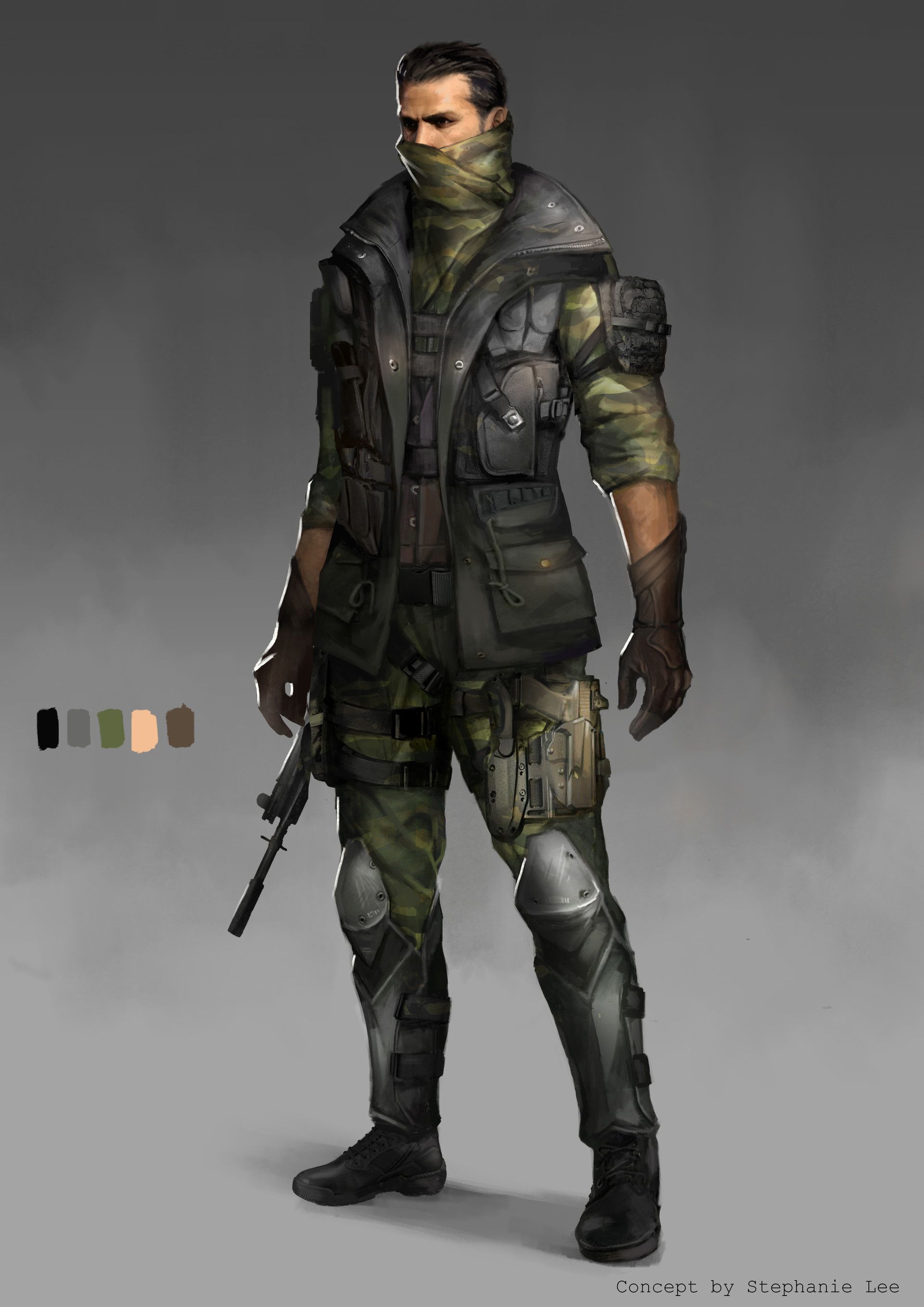 Character Design: Stealth Soldier, Stephanie Lee. Character design male, Cyberpunk character, Apocalypse character