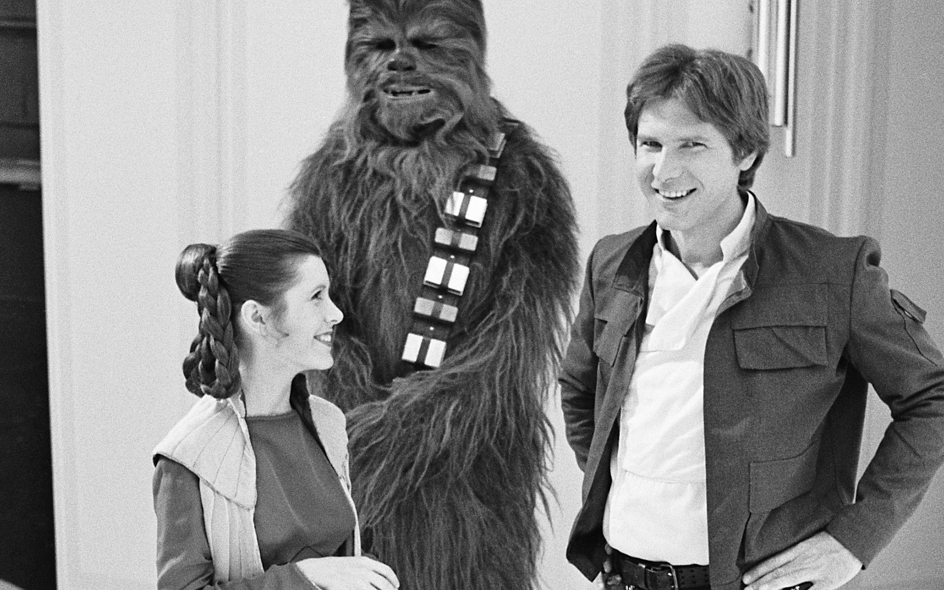 Star Wars Han Solo Harrison Ford Chewbacca Bw Carrie HD Wallpaper