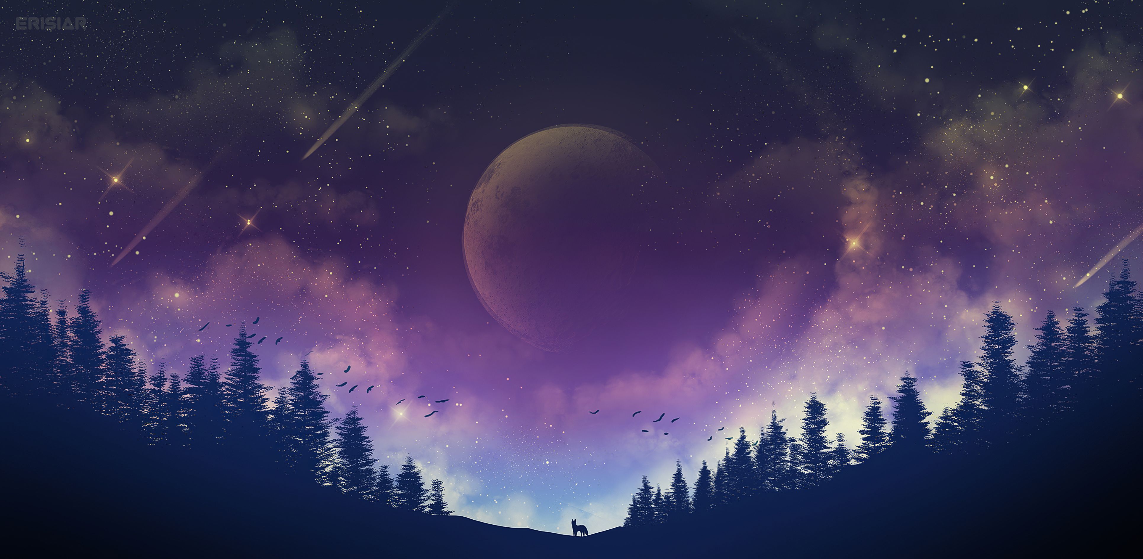 Một bức ảnh đẹp lung linh của mặt trăng và ngôi sao trên bầu trời đêm sẽ khiến bạn nhớ đến những cảm giác đầy lãng mạn và uyên ương. Hãy cùng khám phá bức ảnh này để cảm nhận thêm những khoảnh khắc sung sướng trong cuộc sống.