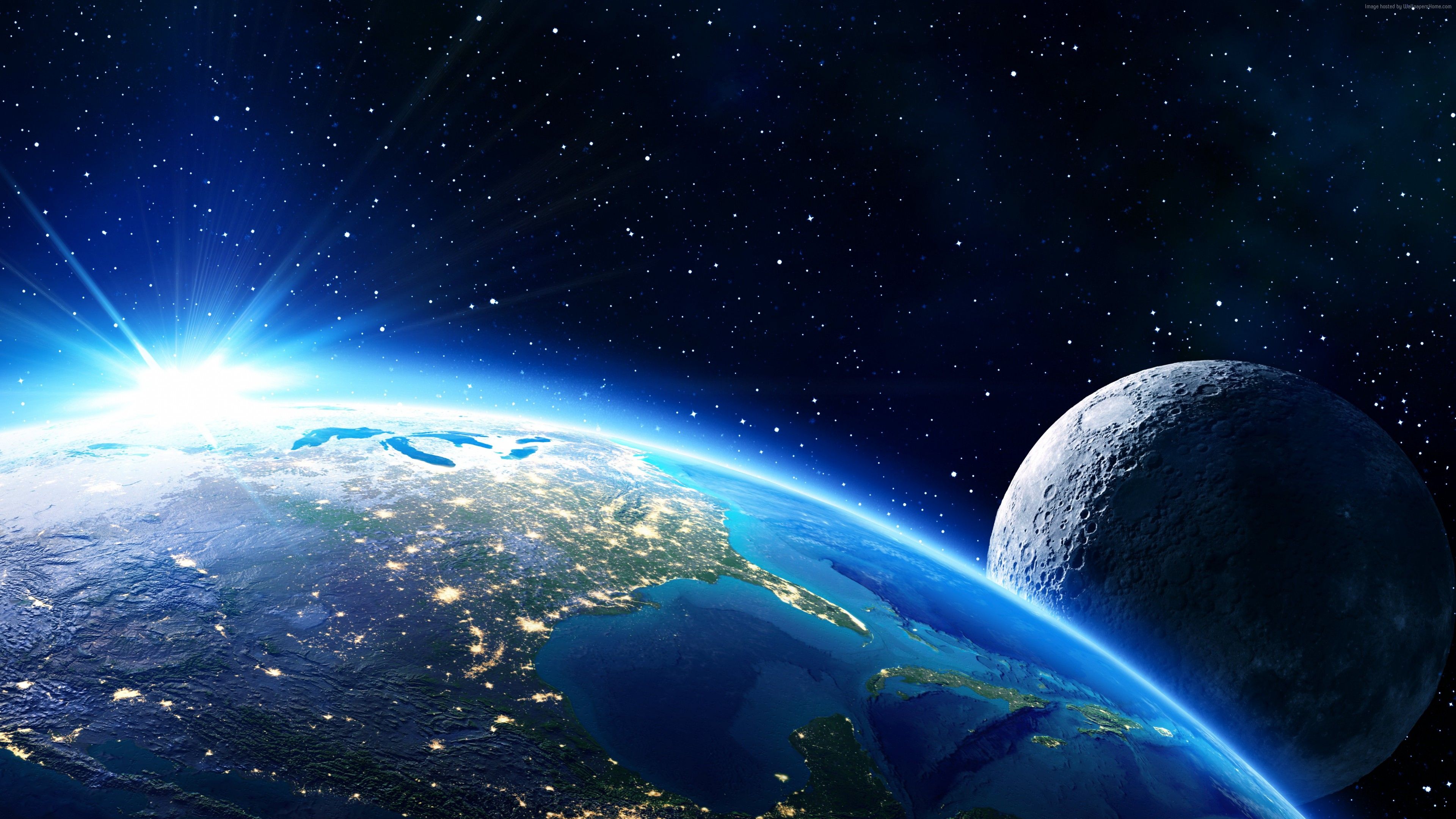 Wallpaper Earth, moon, planet, star, 5k, Space Wallpaper Download Resolution 4K Wallpaper