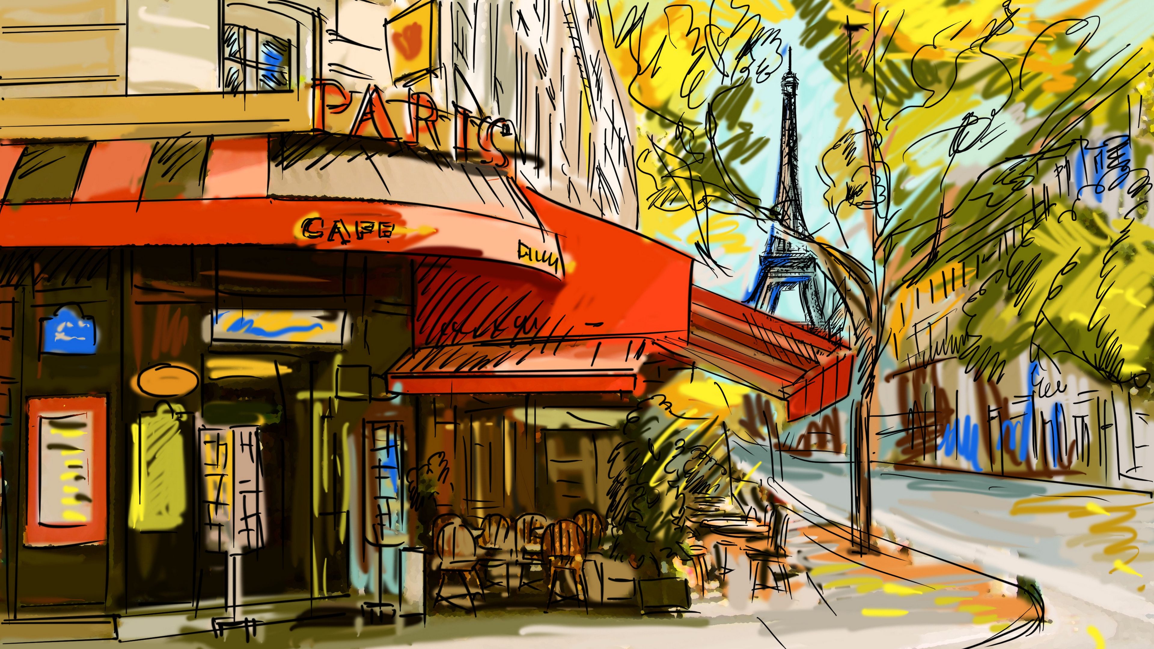 Wallpaper 4k france, cafe, picture, paris 4k Cafe, France, picture