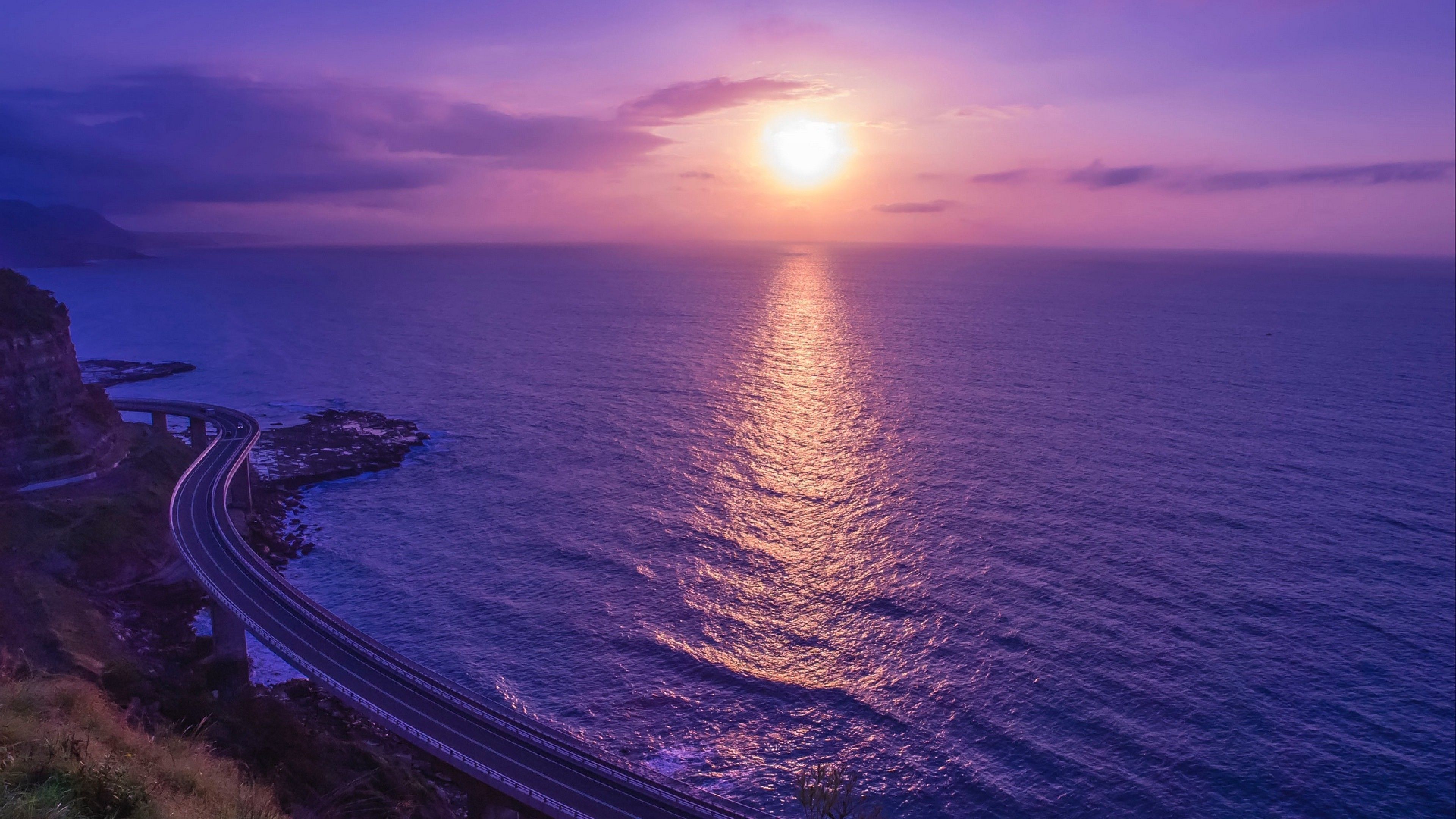 Lilac sea sunset HD Wallpaper 4K Ultra HD