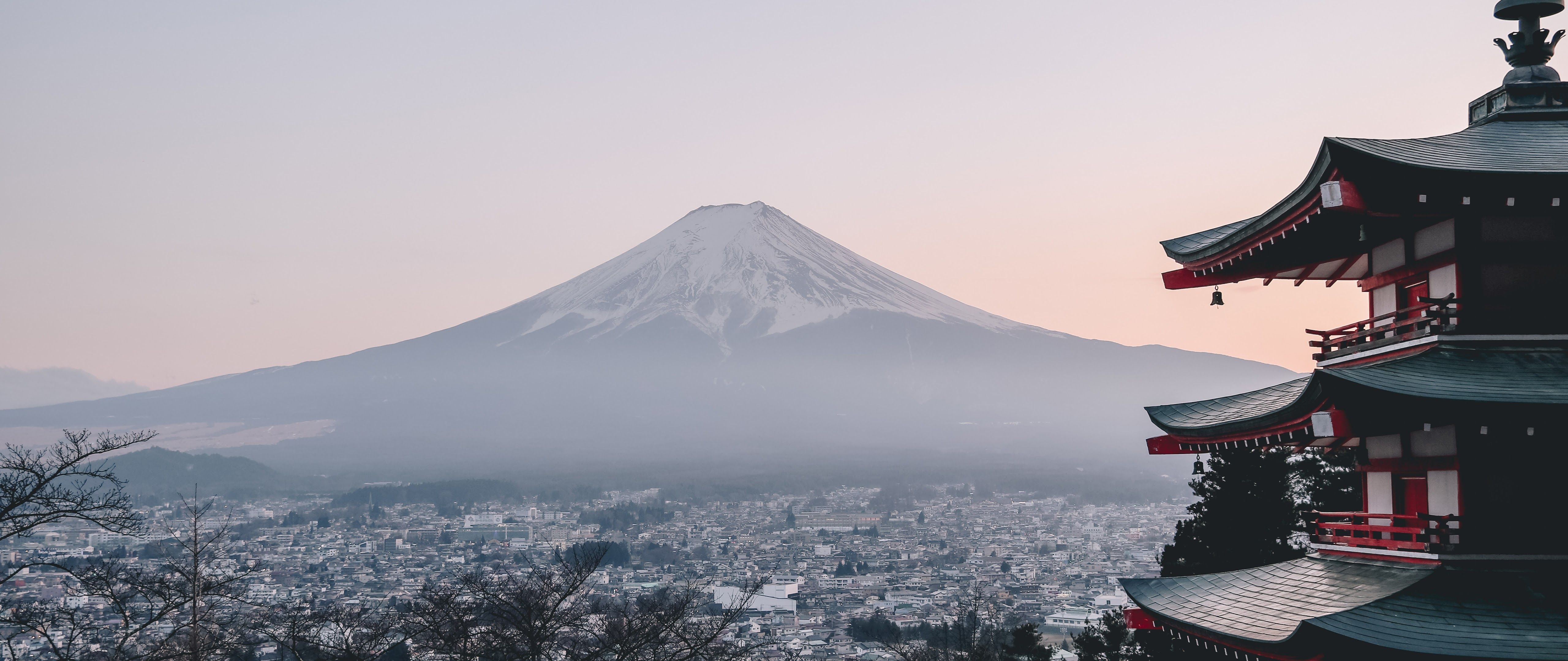 Mount Fuji City Japan Landscape Scenery 8K Wallpapers